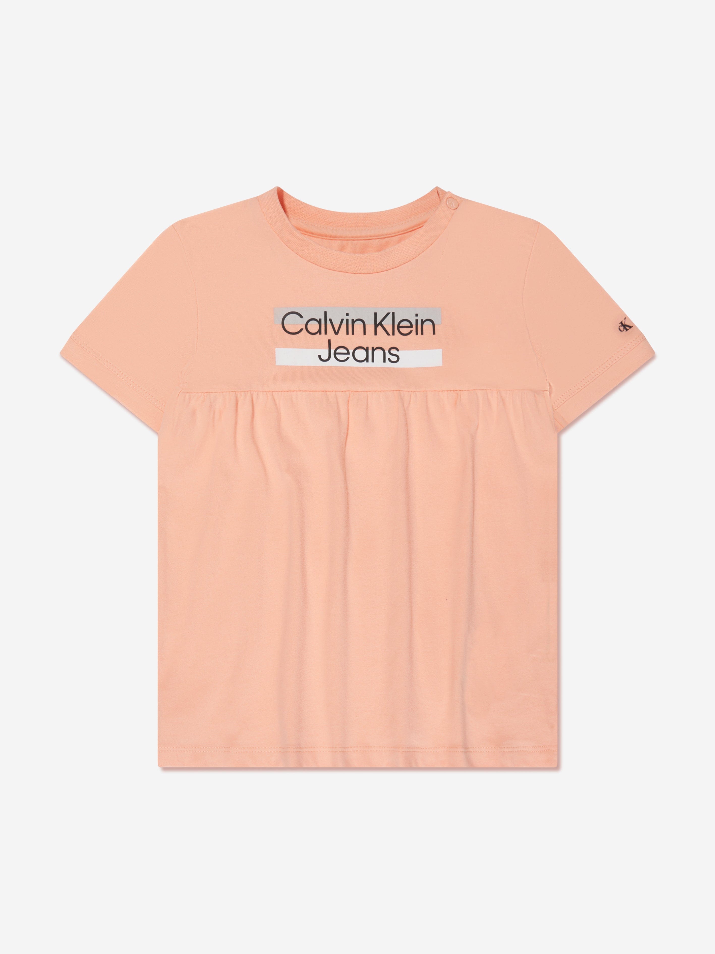 Calvin Klein Baby Girls Hero Logo Dress in Peach