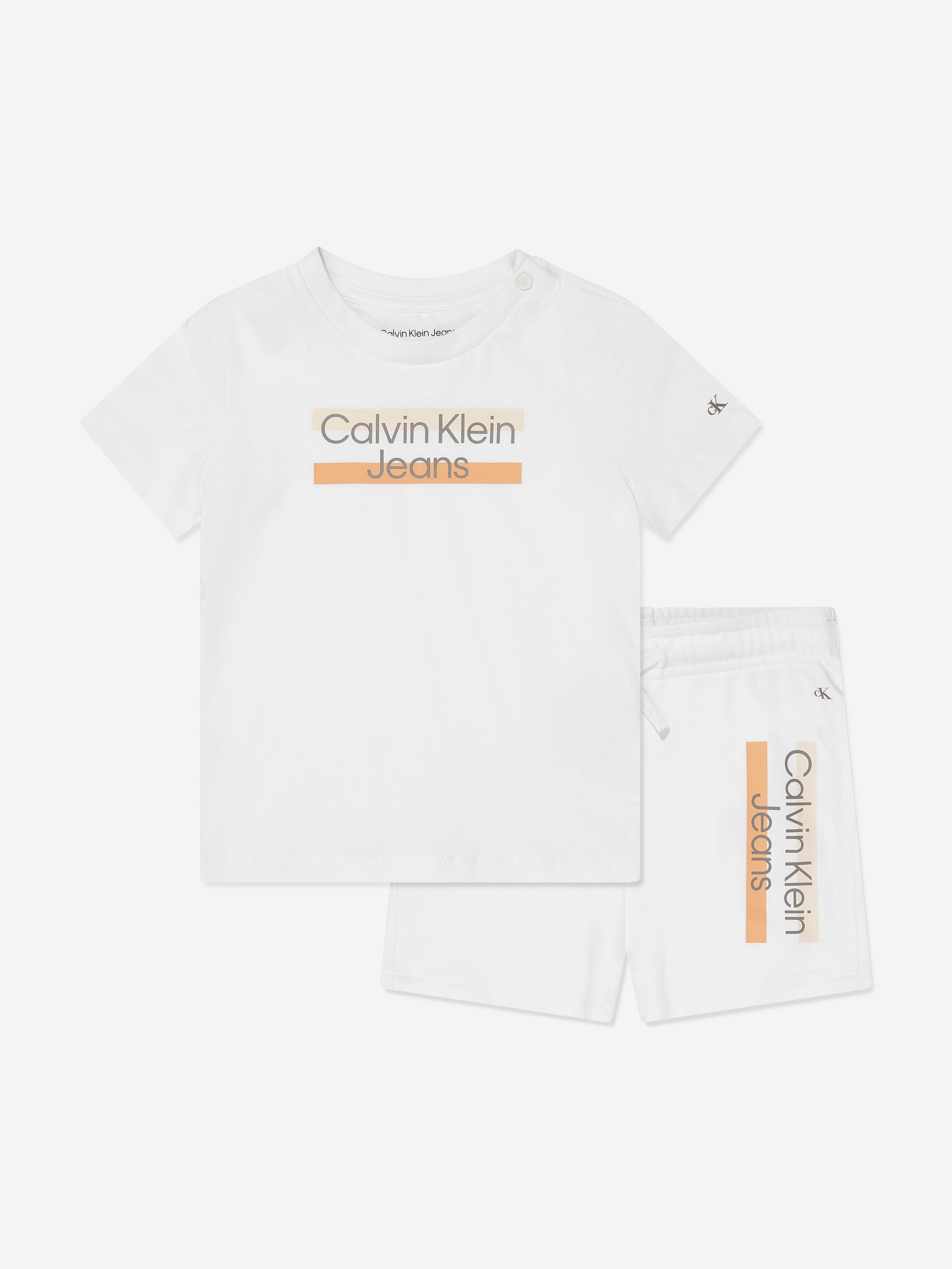 Calvin Klein Baby Hero Logo T-Shirt And Shorts Set in White