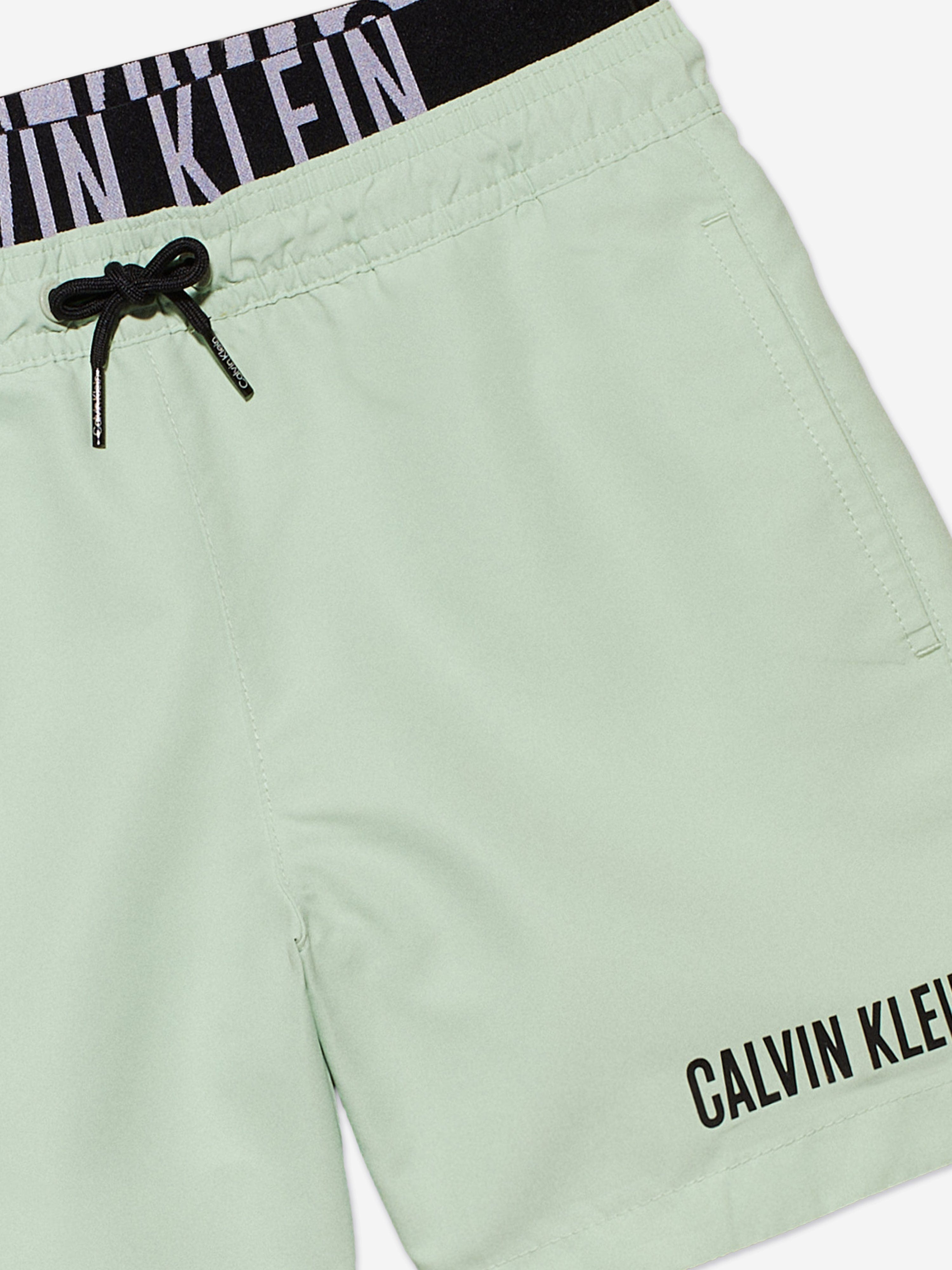 Calvin Klein Boys Medium Double Waistband Swim Shorts in Green