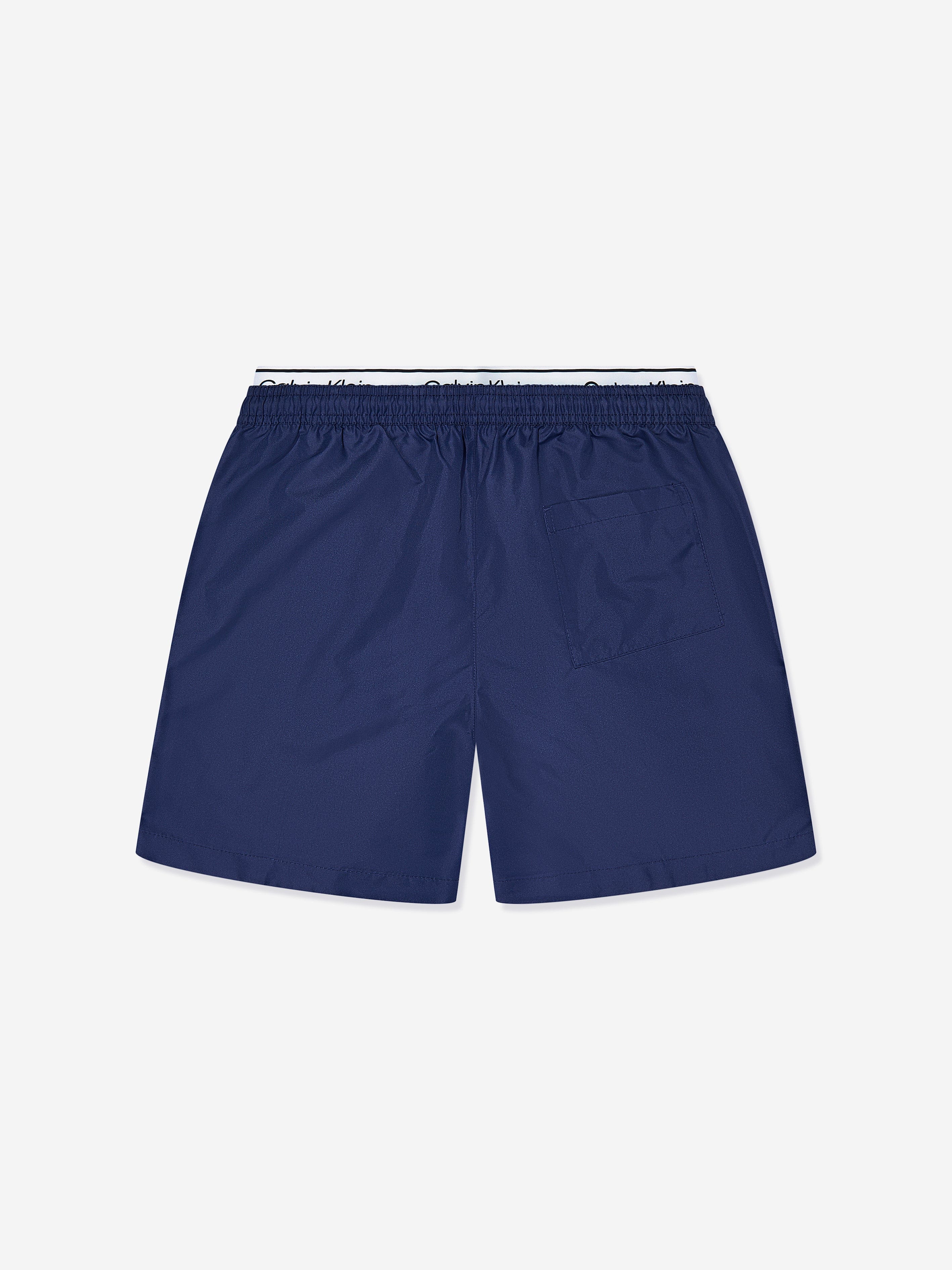 Calvin Klein Boys Double Waistband Swim Shorts in Navy