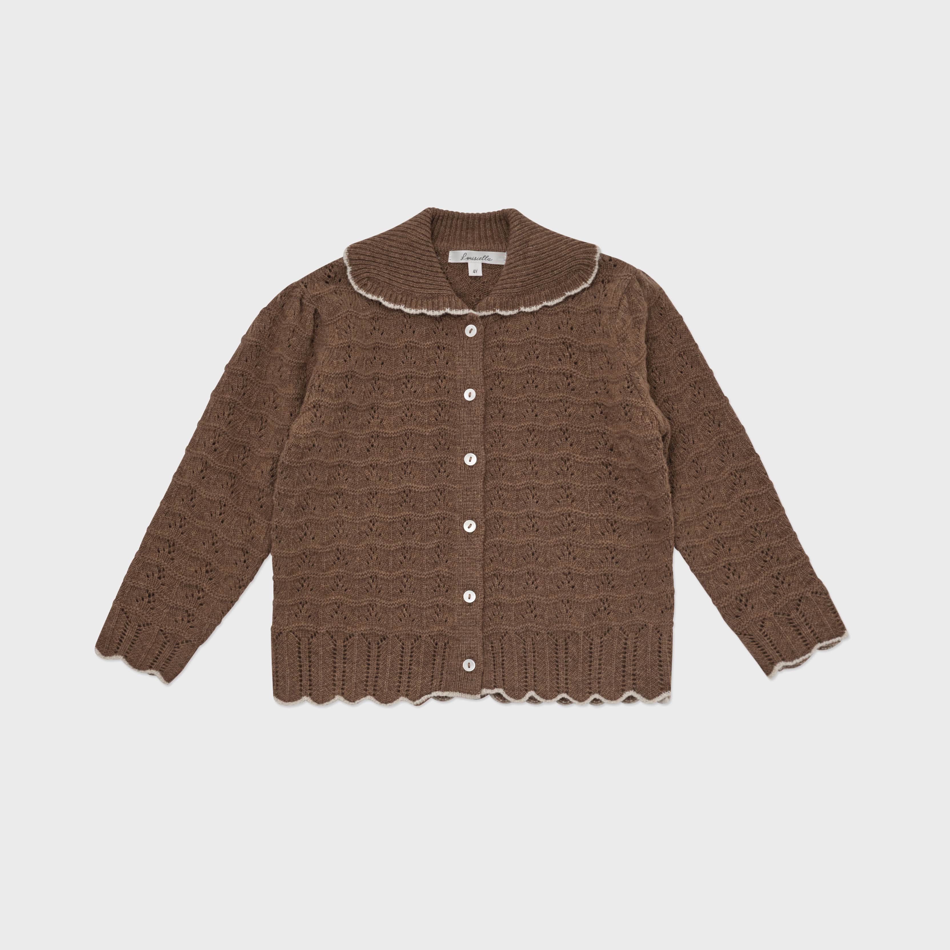 Girls Brown Wool Cardigan