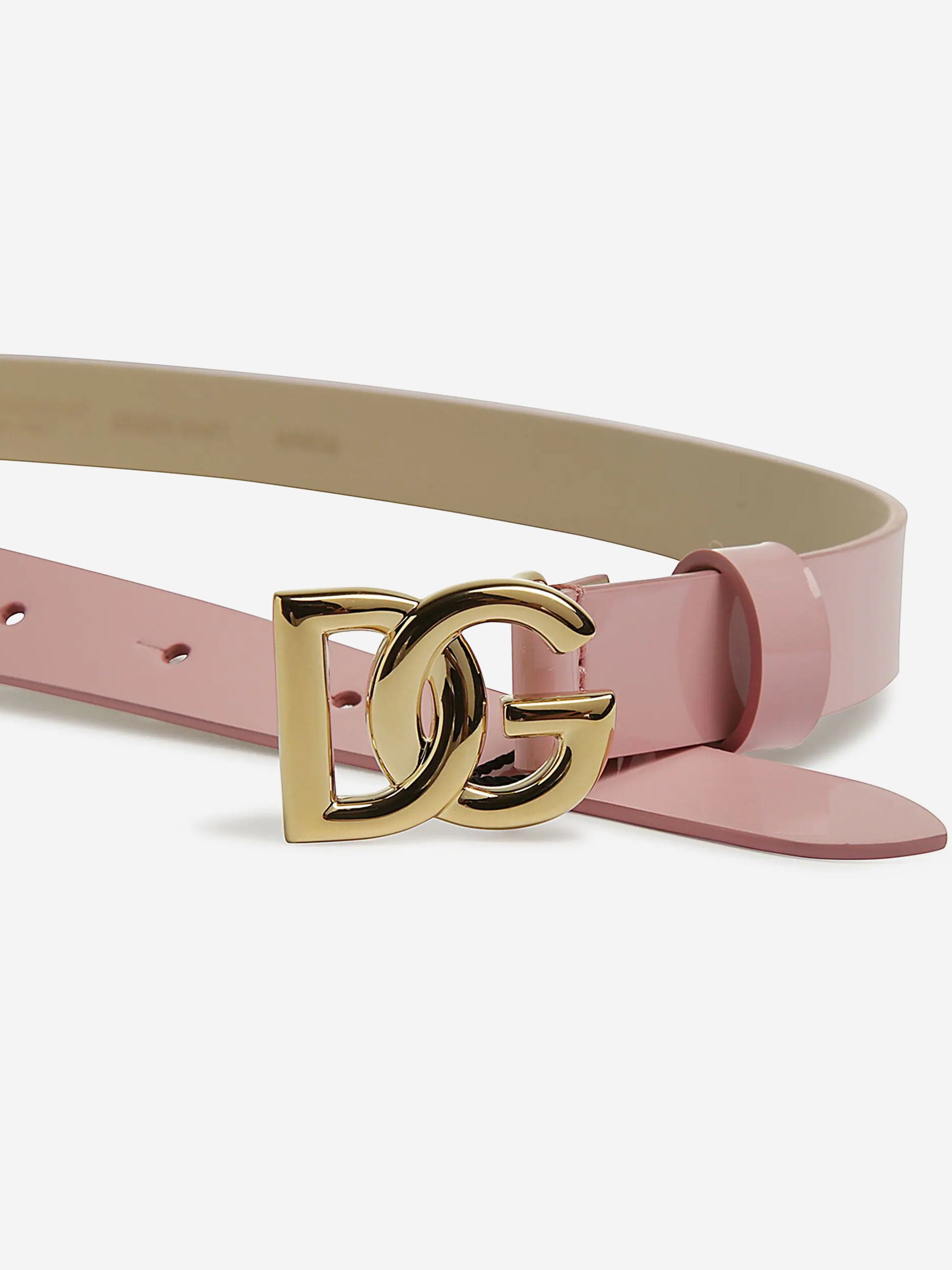 Dolce & Gabbana Girls Leather Logo Belt in Pink