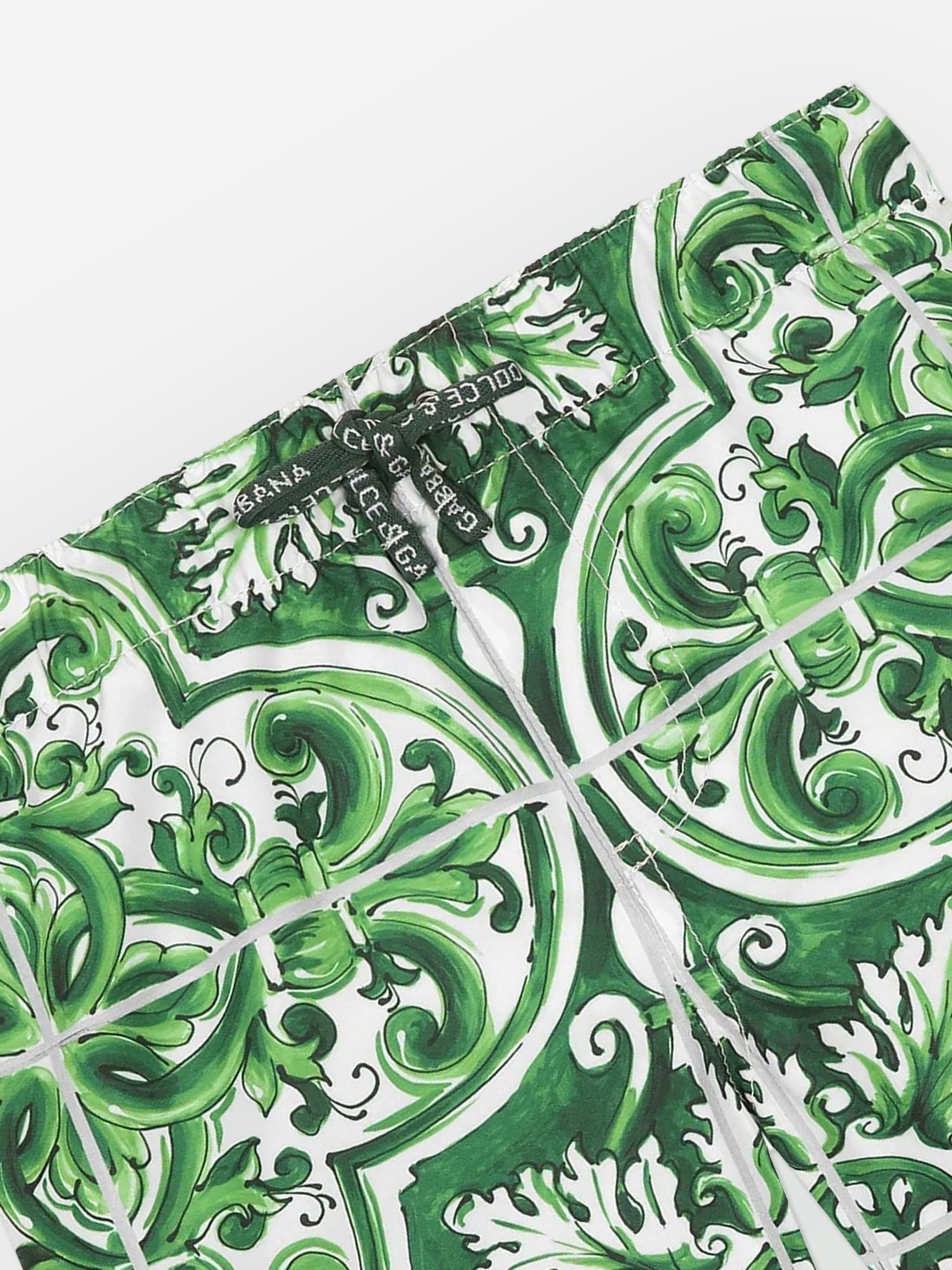 Dolce & Gabbana Baby Boys Maiolica Swim Shorts in Green