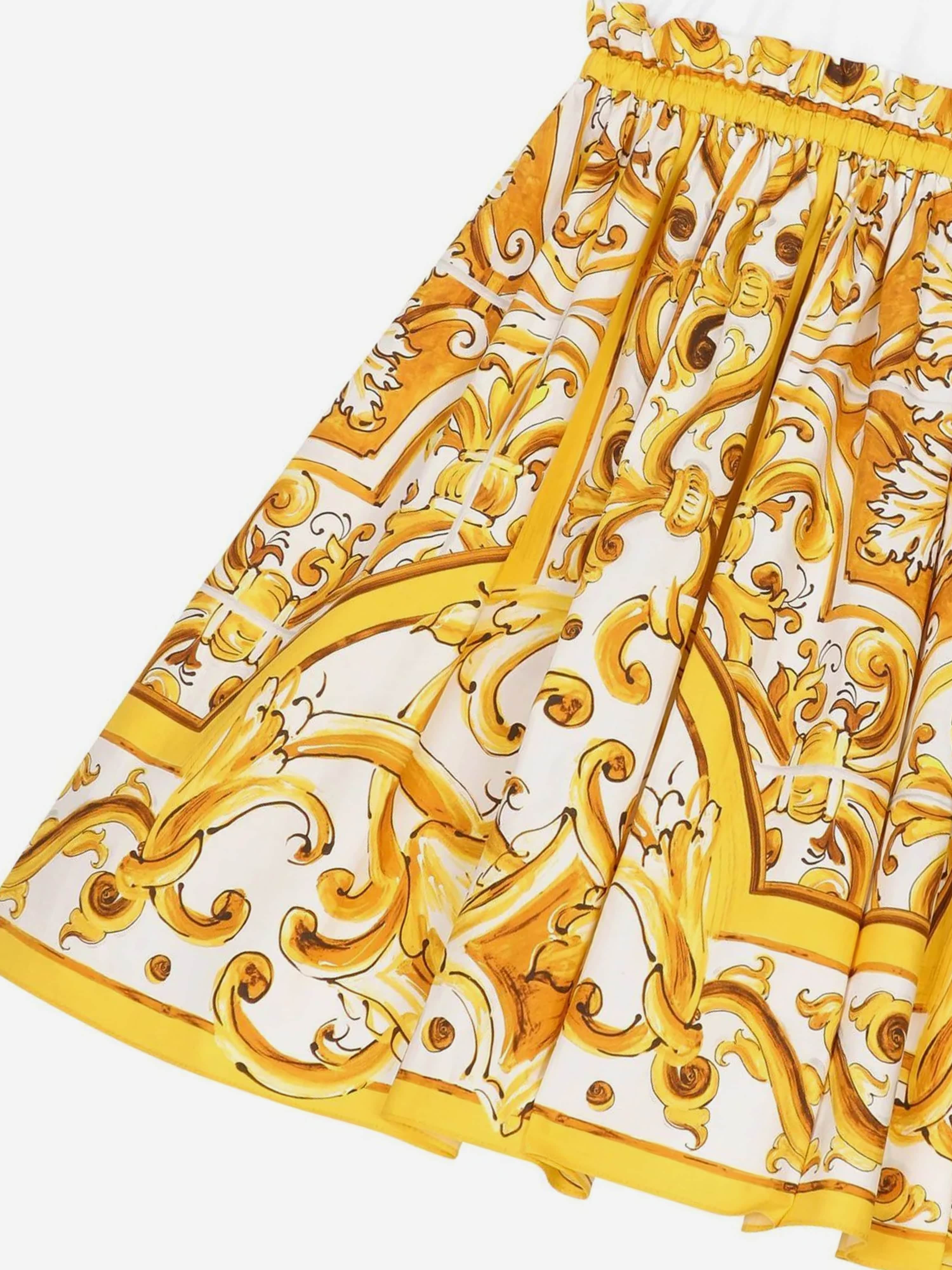 Dolce & Gabbana Girls Cotton Maiolica Dress in Multicolour
