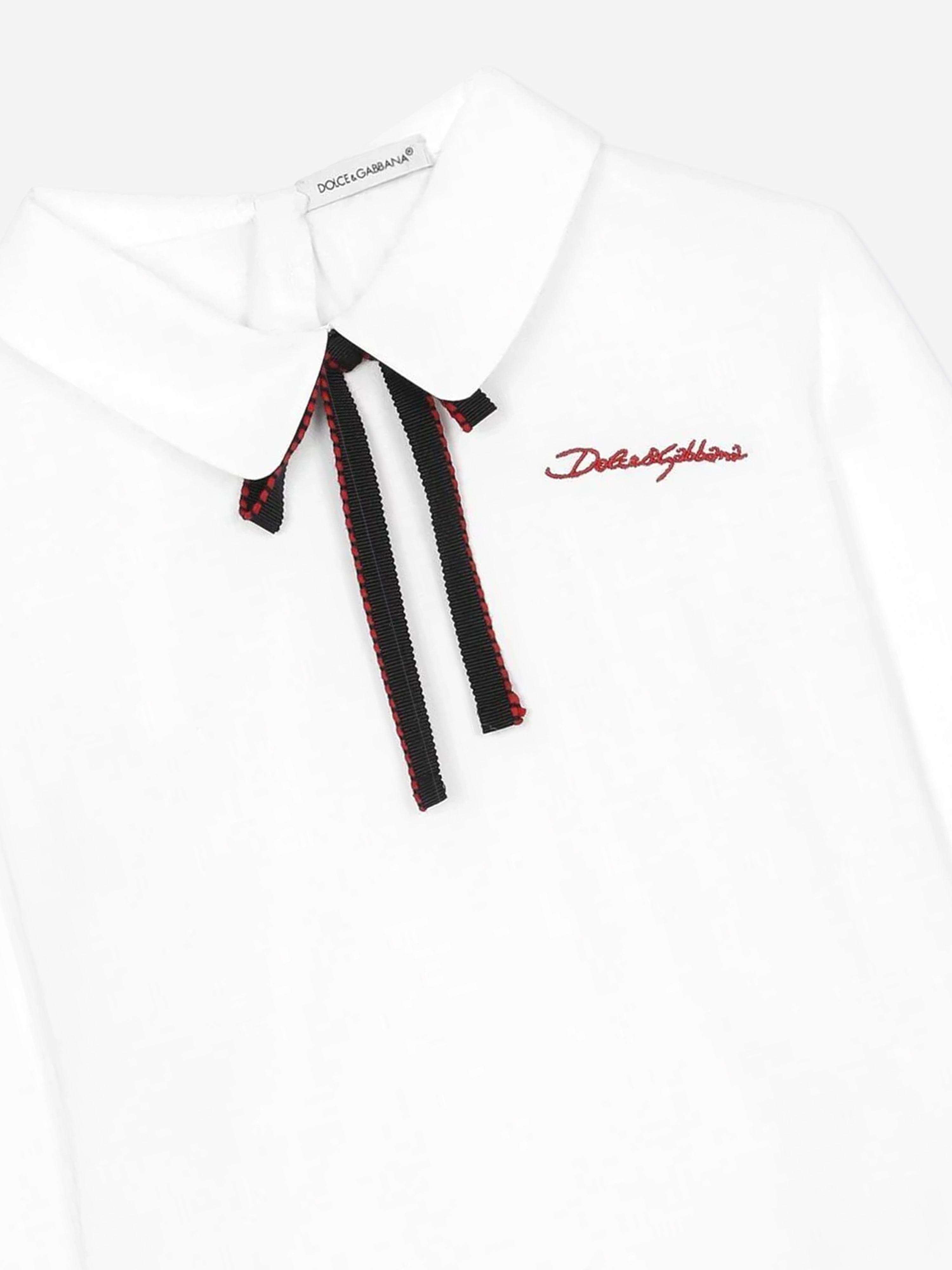 Dolce & Gabbana Girls Peter Pan Collar Top in White