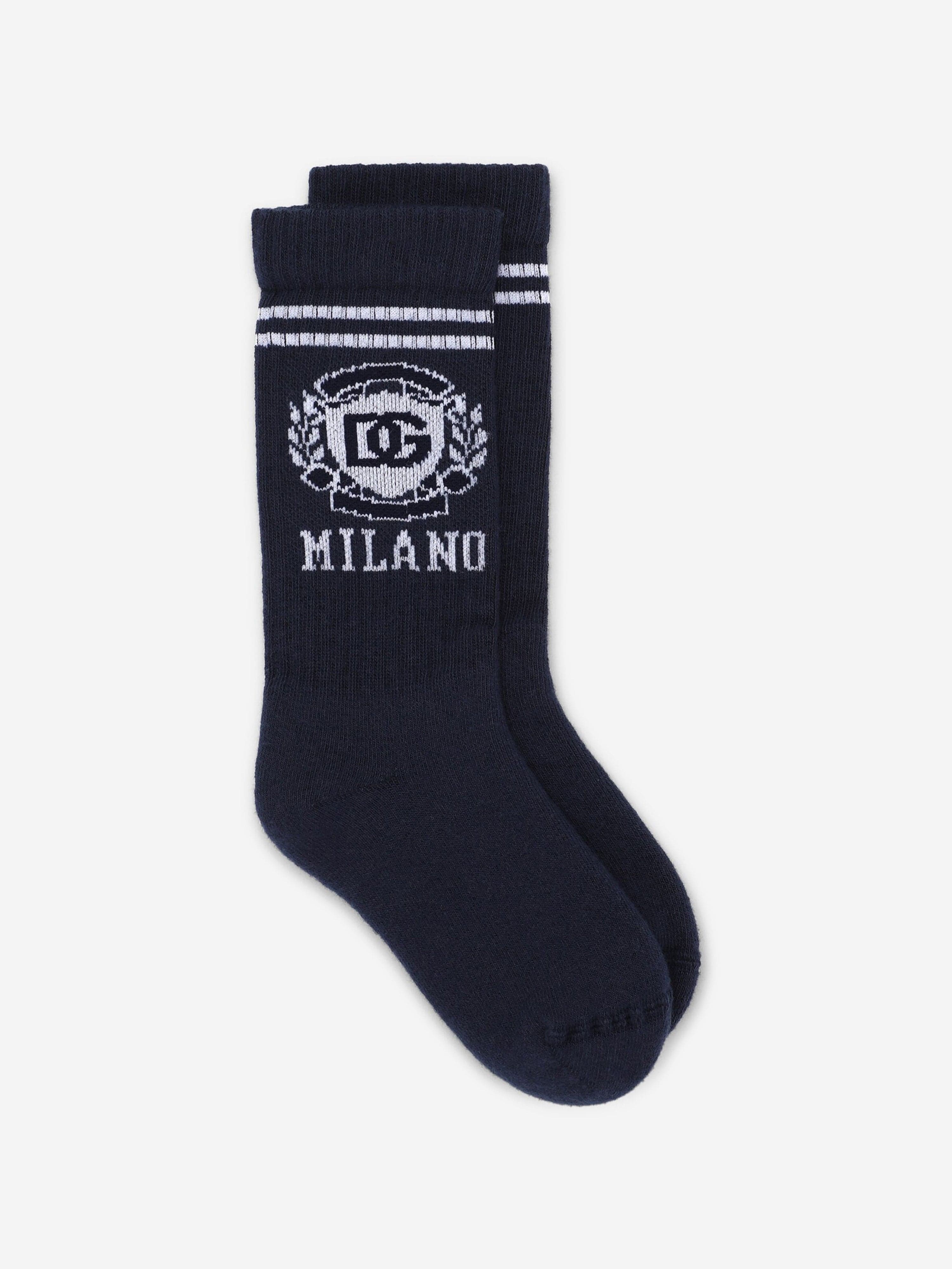 Dolce & Gabbana Boys Milano Logo Socks in Navy