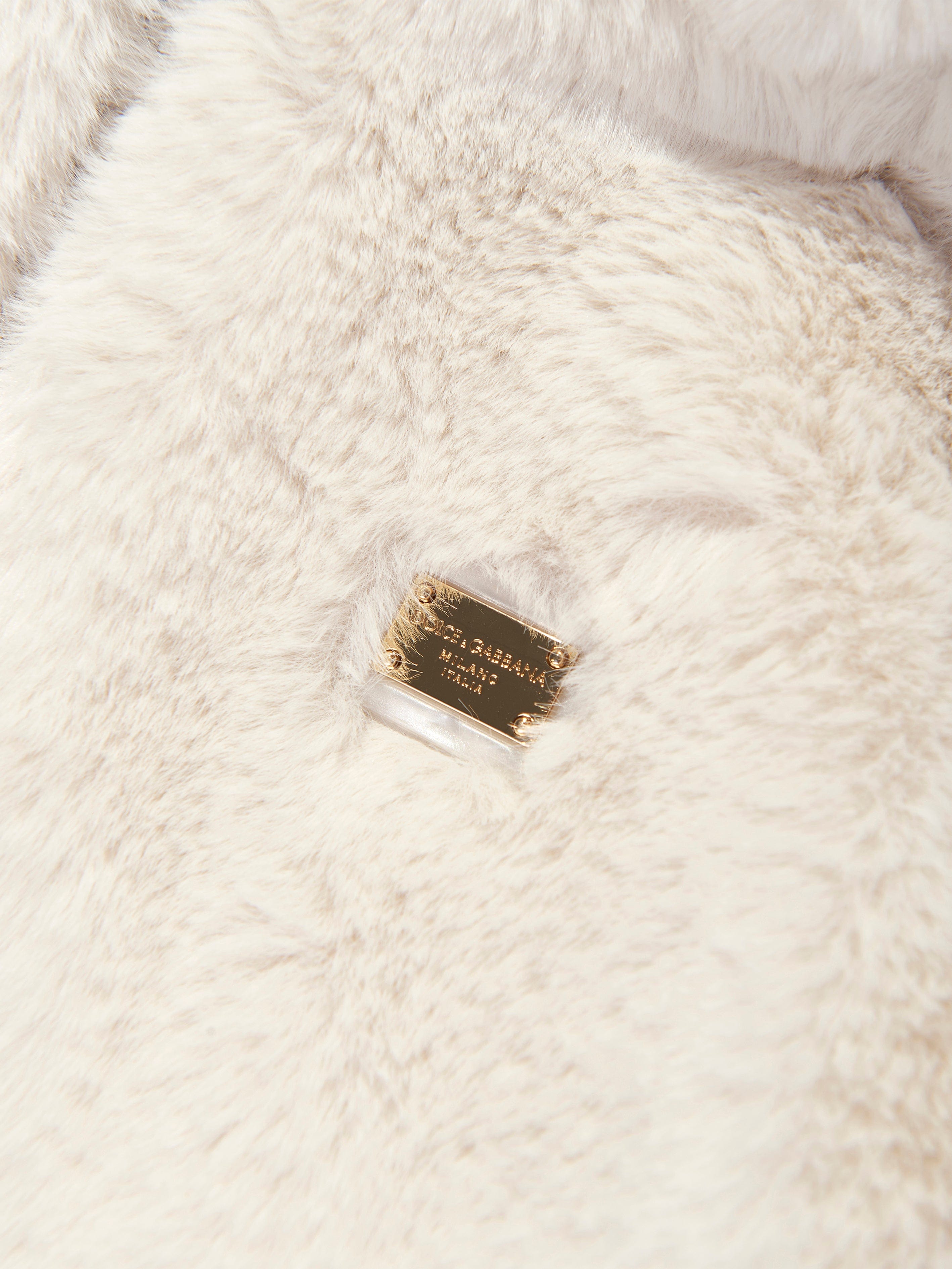 Dolce & Gabbana Baby Faux Fur Bear Jacket in Ivory