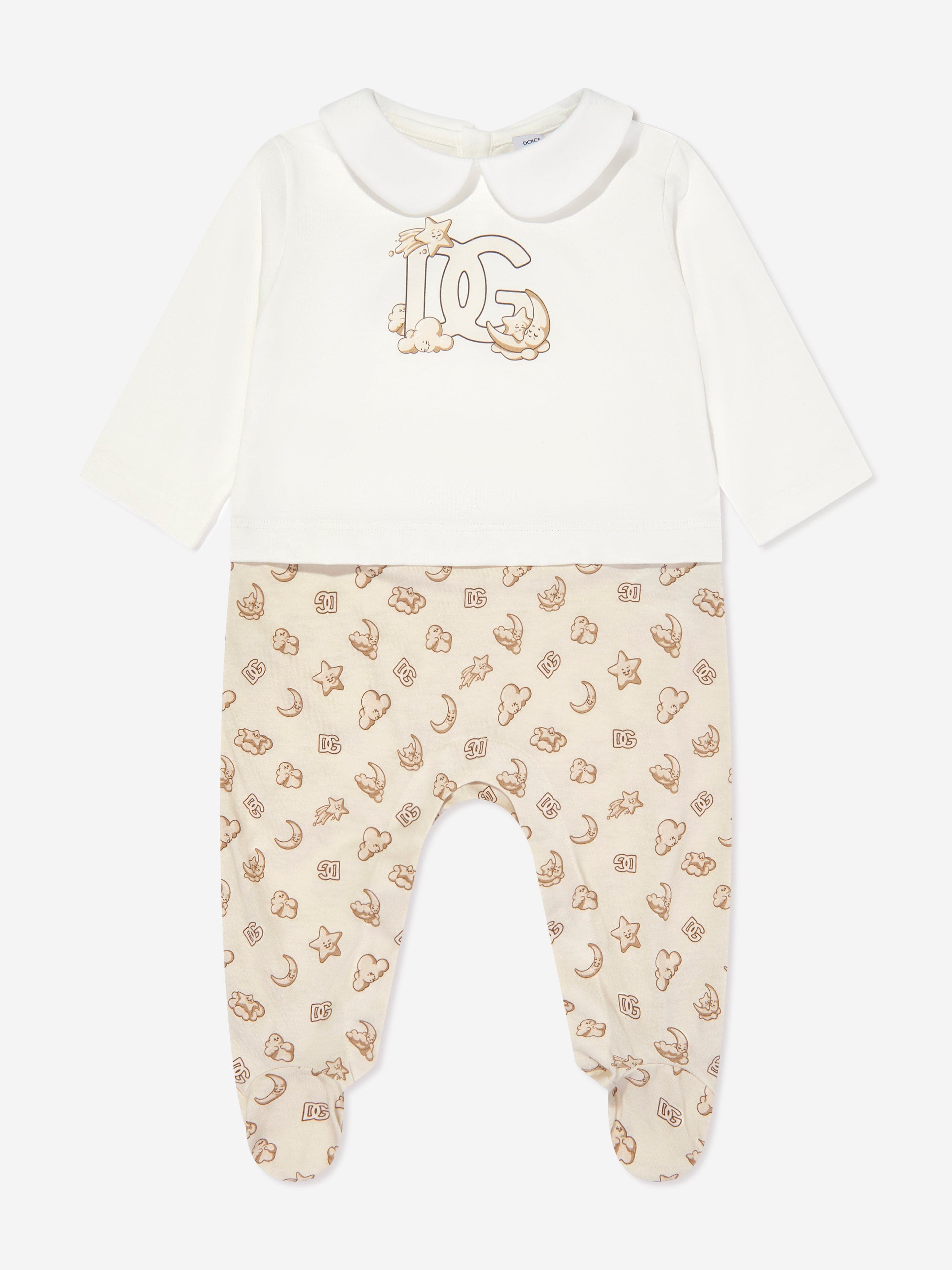 Dolce & Gabbana Baby Logo Babygrow Gift Set in Beige