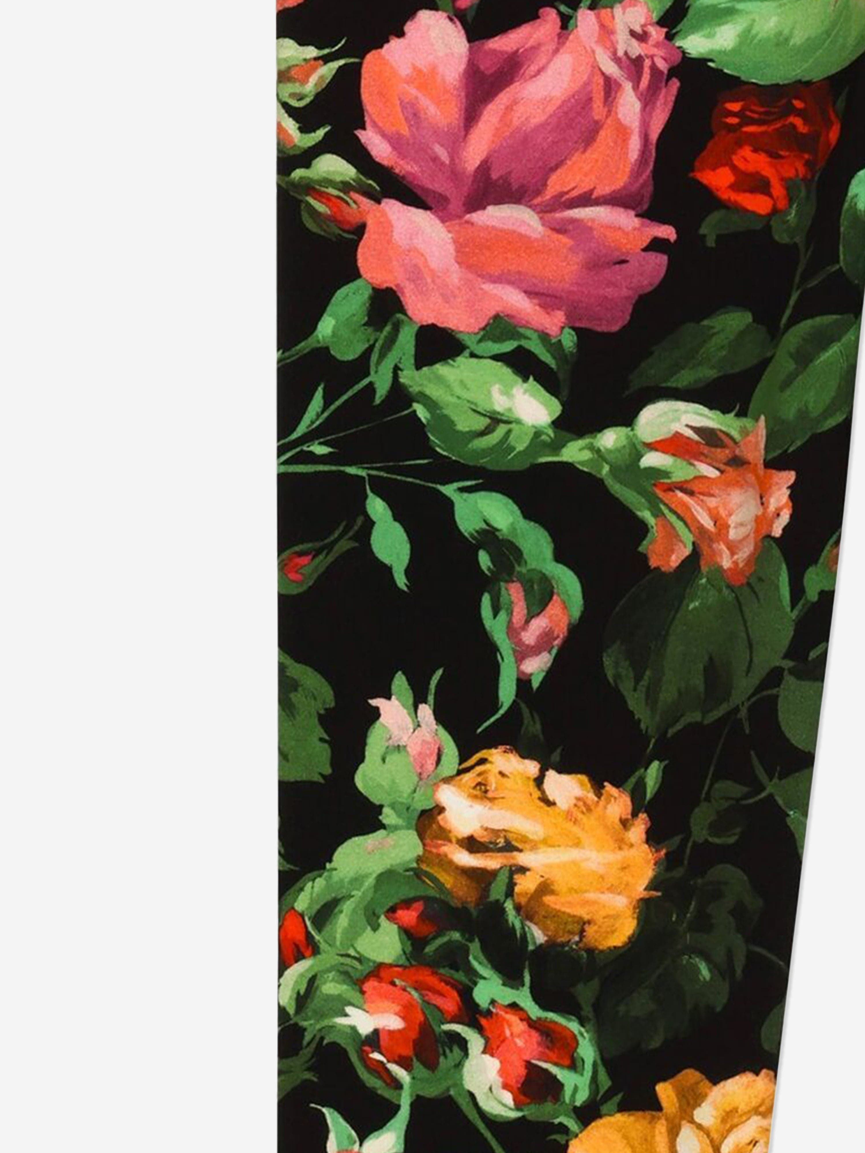 Dolce & Gabbana Girls Rose Print Leggings in Multicolour
