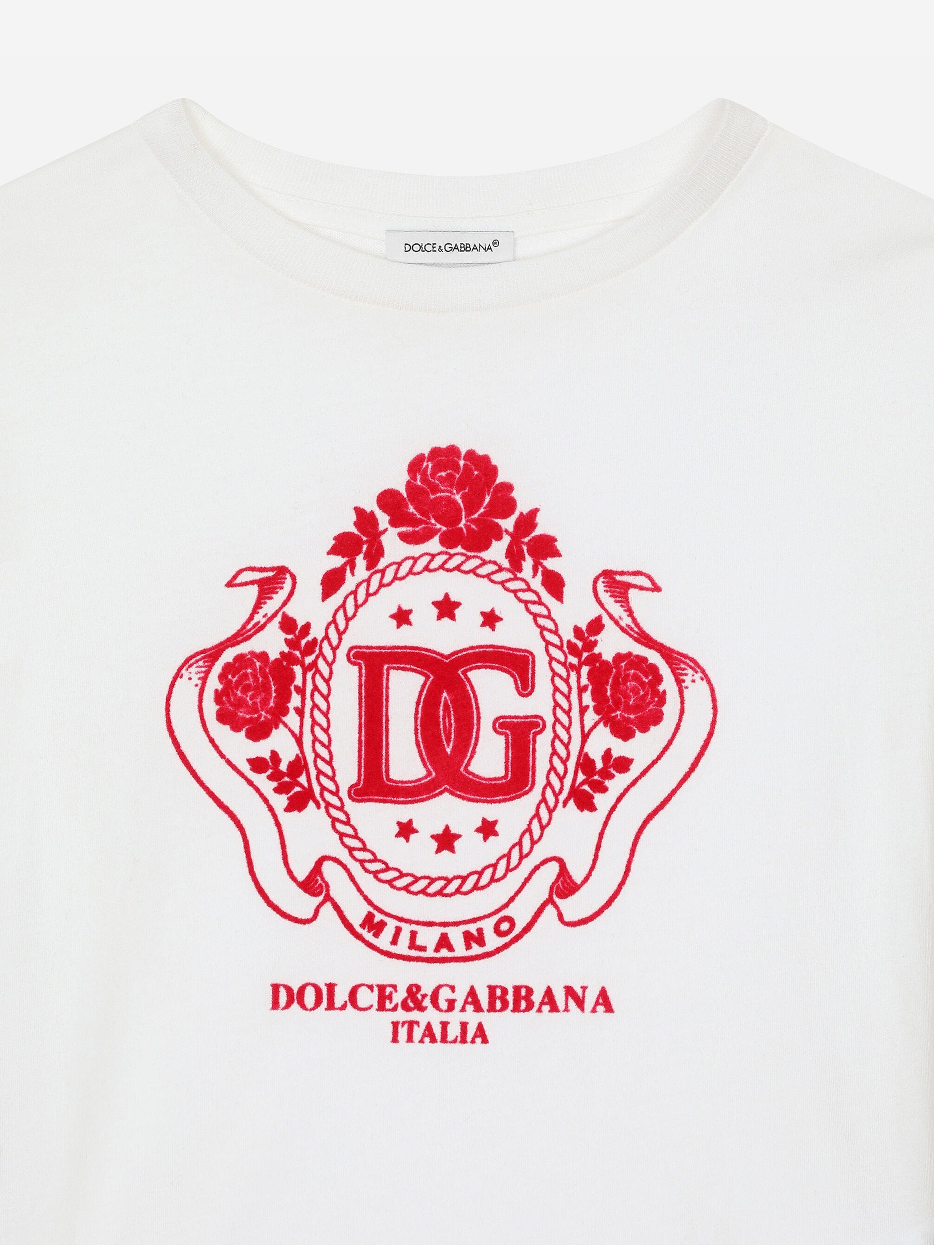 Dolce & Gabbana Girls Flocked Logo T-Shirt in White