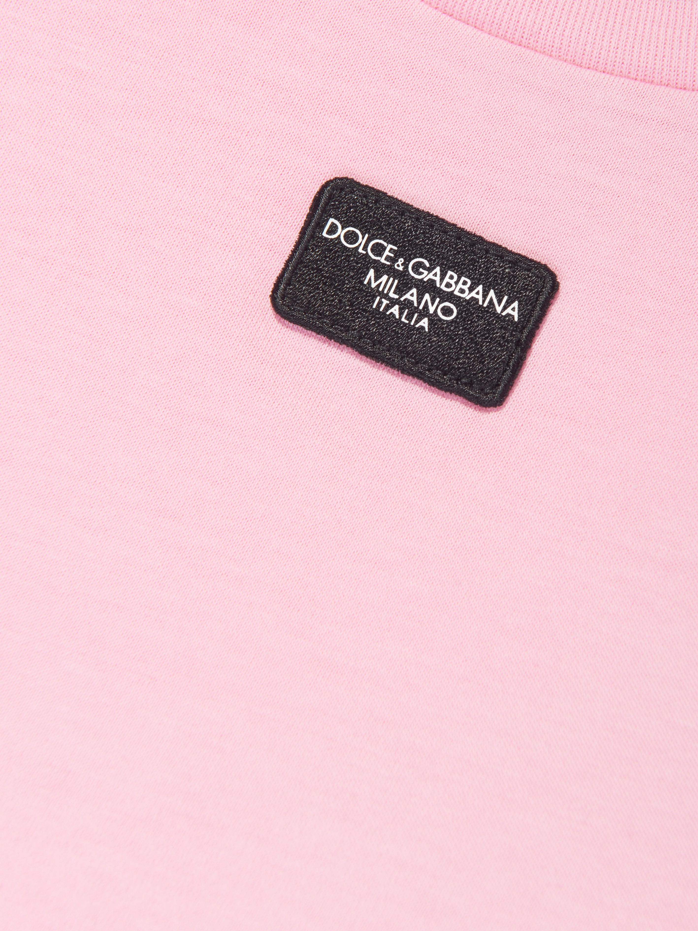 Dolce & Gabbana Girls Logo Label T-Shirt in Pink
