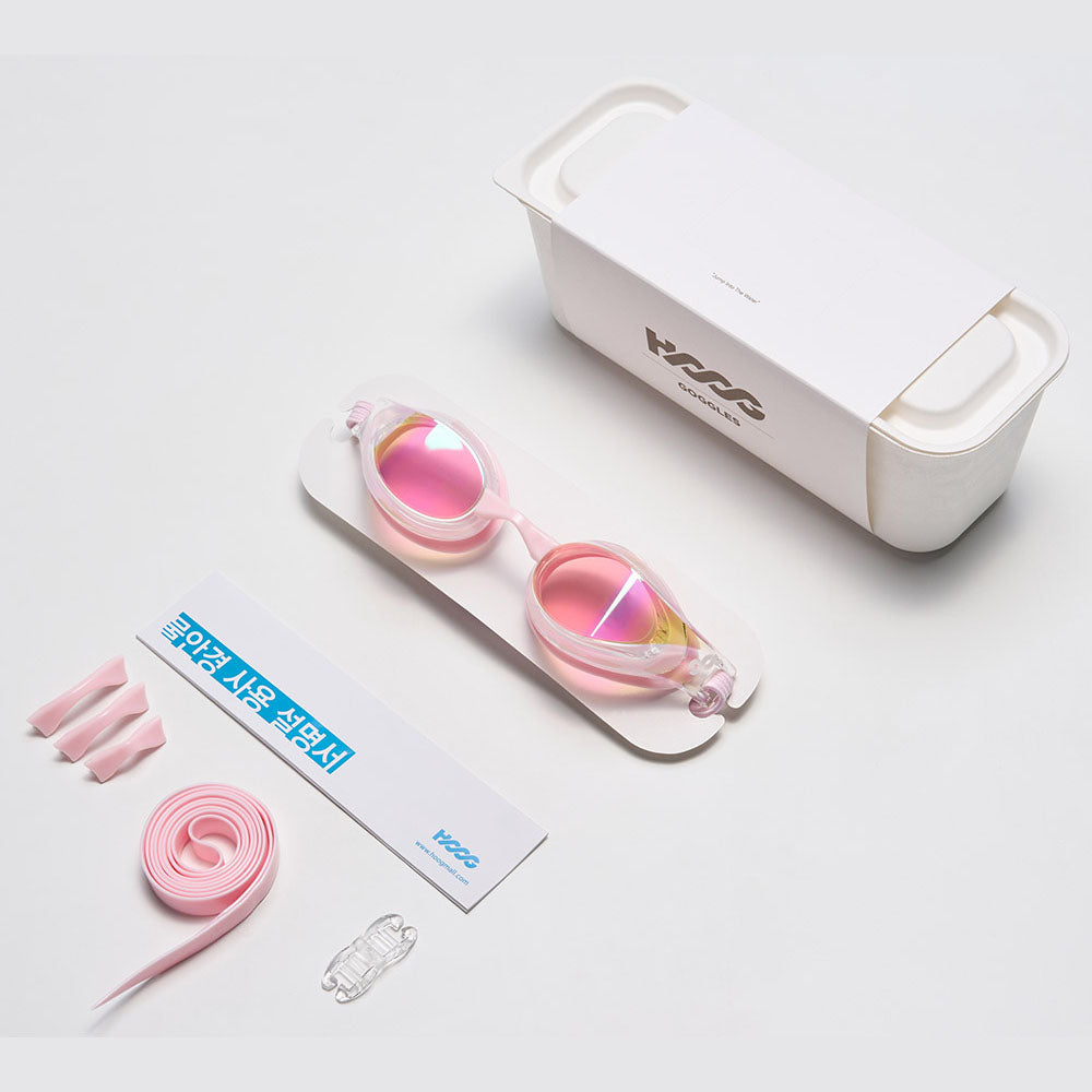 Lunettes de natation roses pour adultes avec joint en caoutchouc (DALI_WHPK)