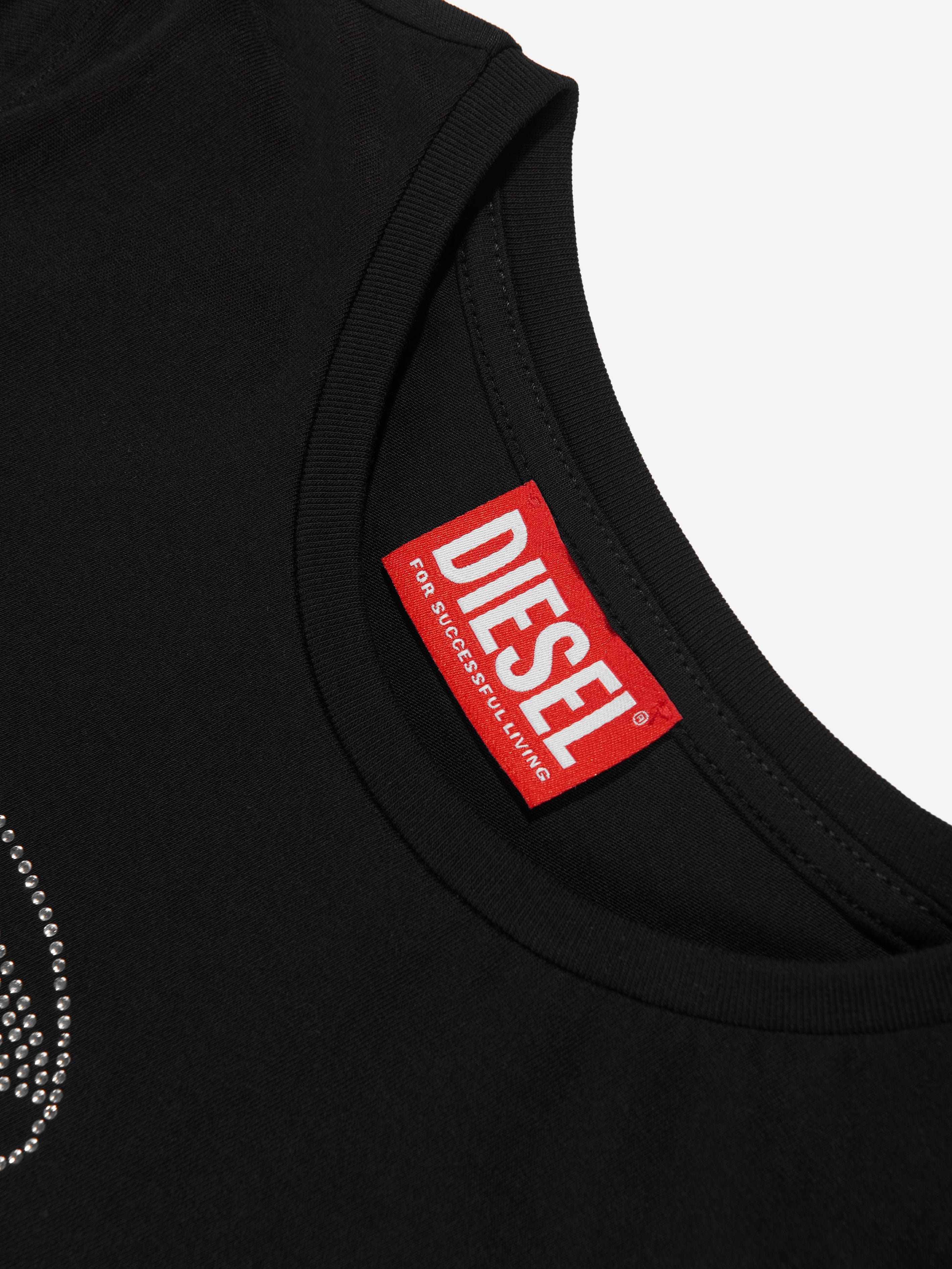 Diesel Girls Oval D Logo T-Shirt in Black