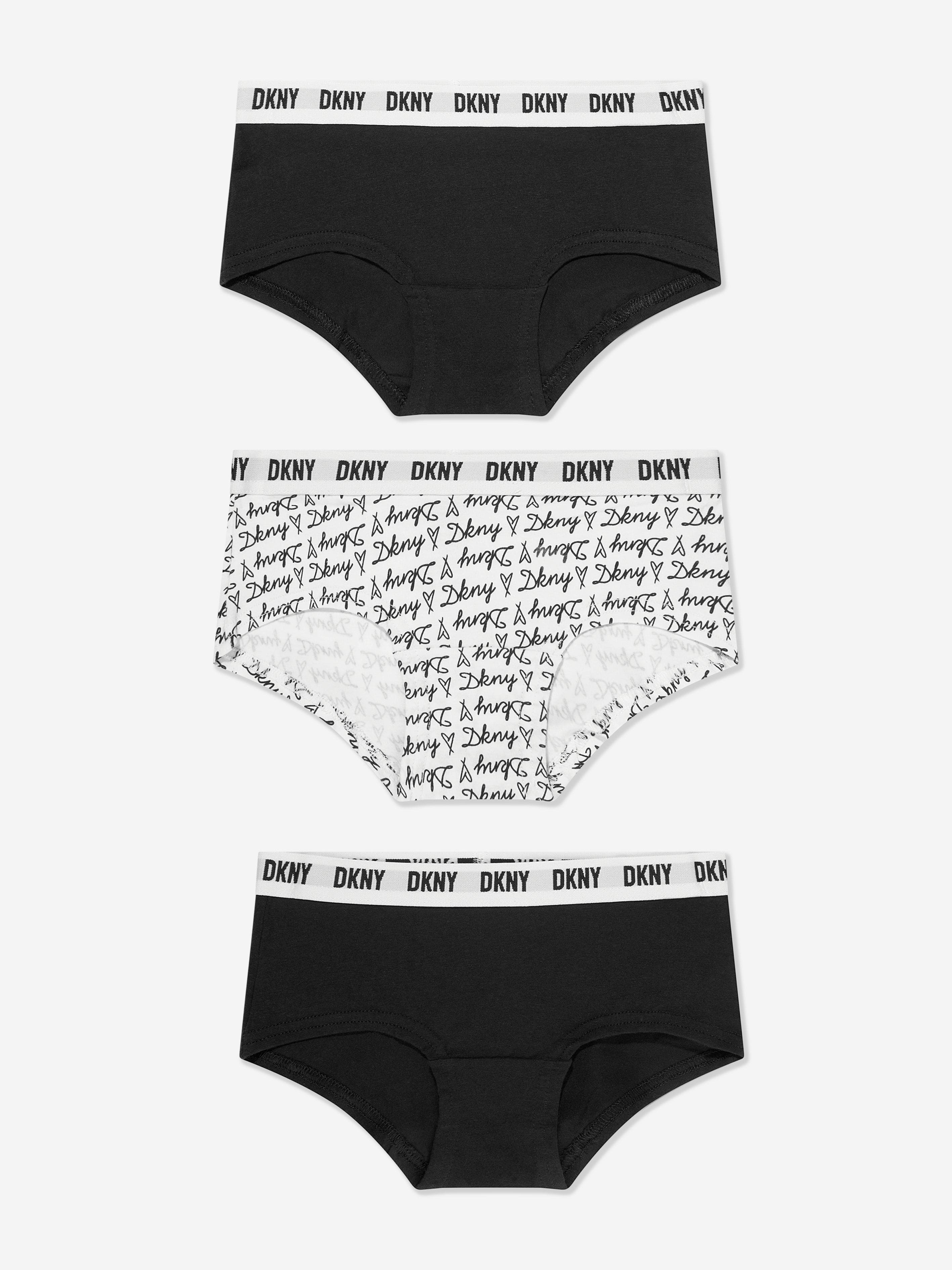 DKNY Girls 3 Pack Hipster Knickers Set in Black