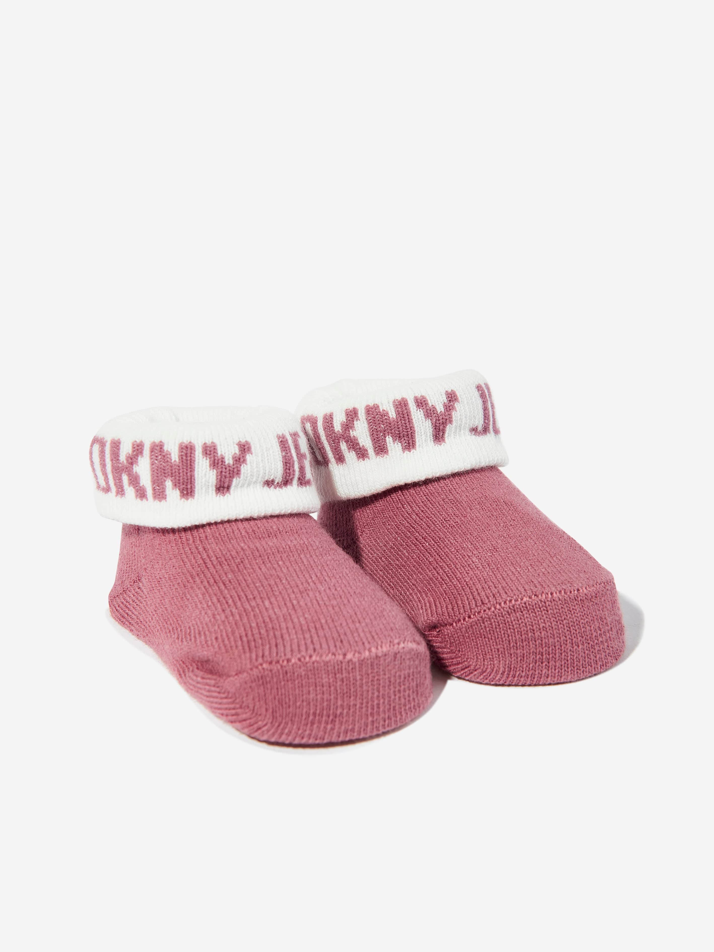 DKNY Baby Girls Bib and Socks Set in Pink