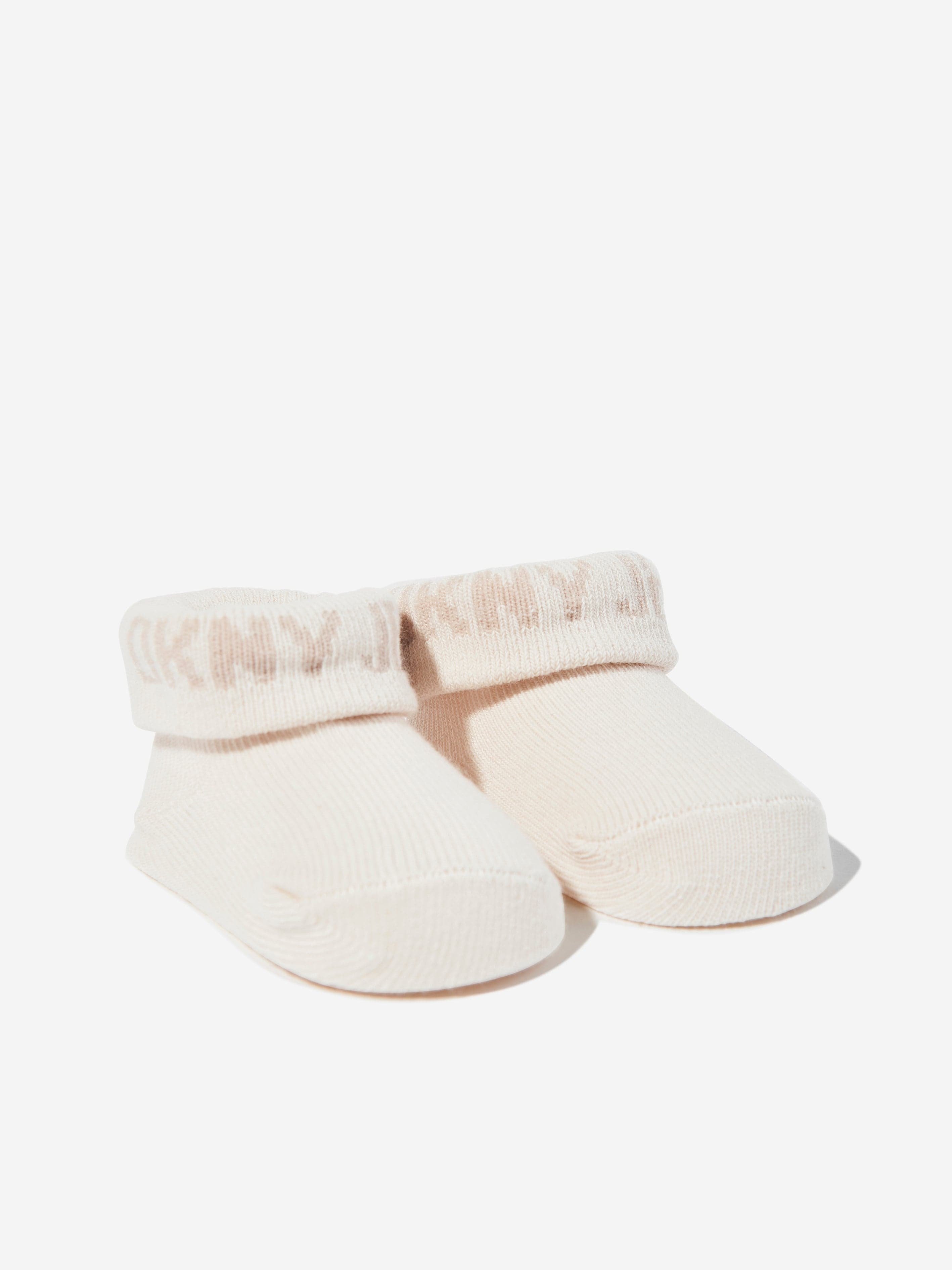 DKNY Baby Bibs and Socks Set in Beige