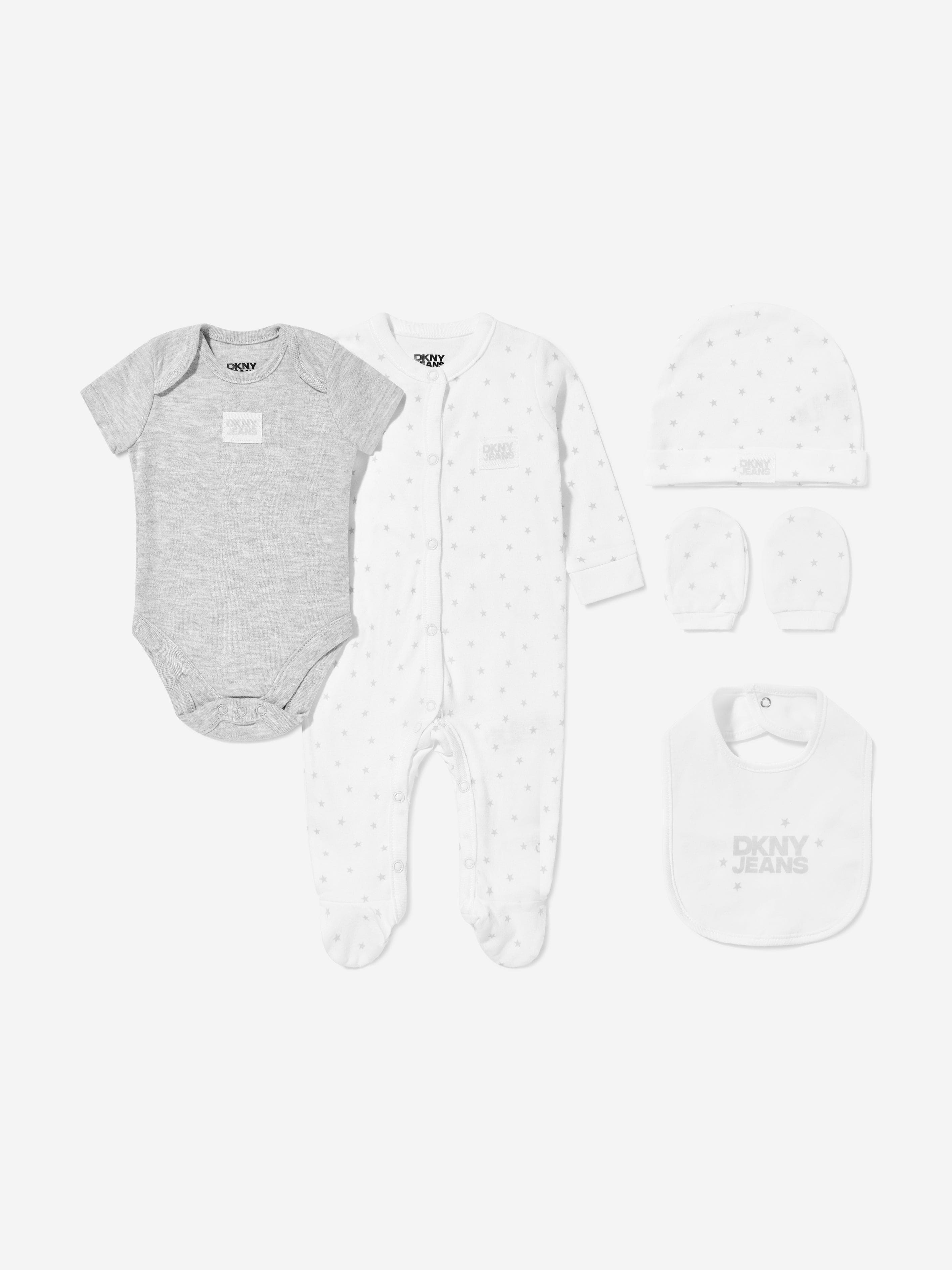 DKNY Baby Boys 5 Piece Babygrow Set in White