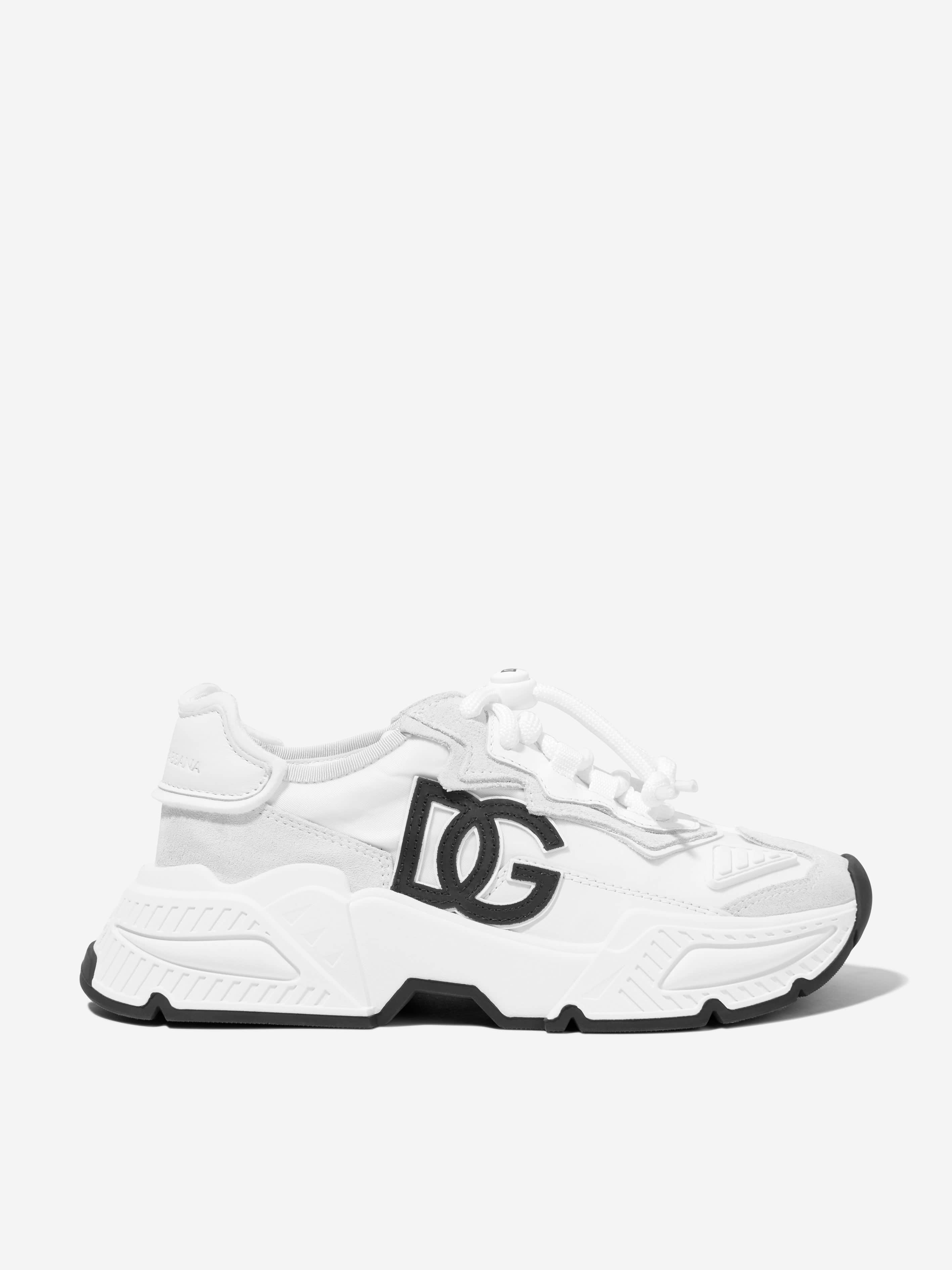 Dolce & Gabbana Kids Logo Lace Up Trainers in White