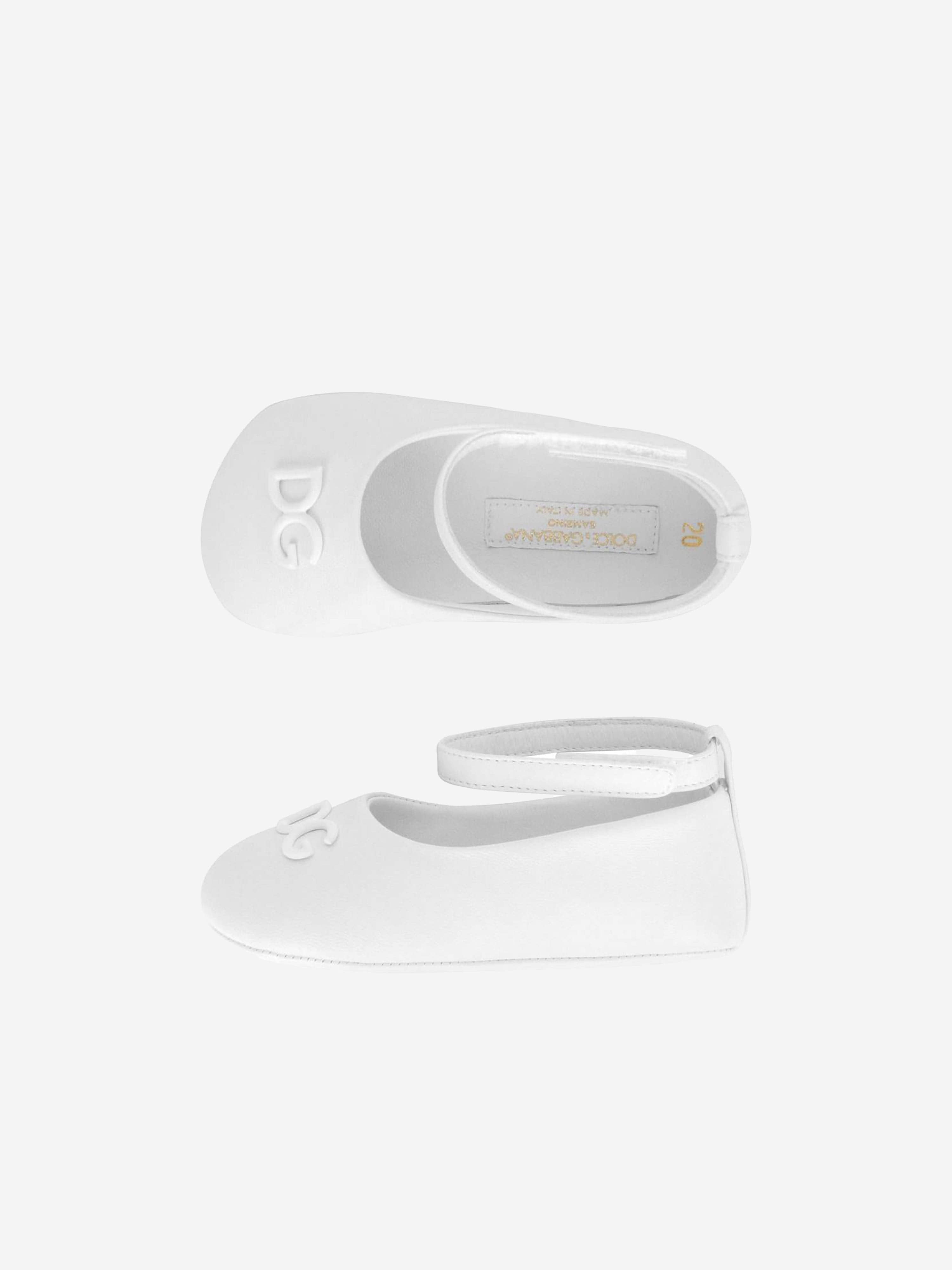 Baby Girls Leather Ballerina Shoes in White