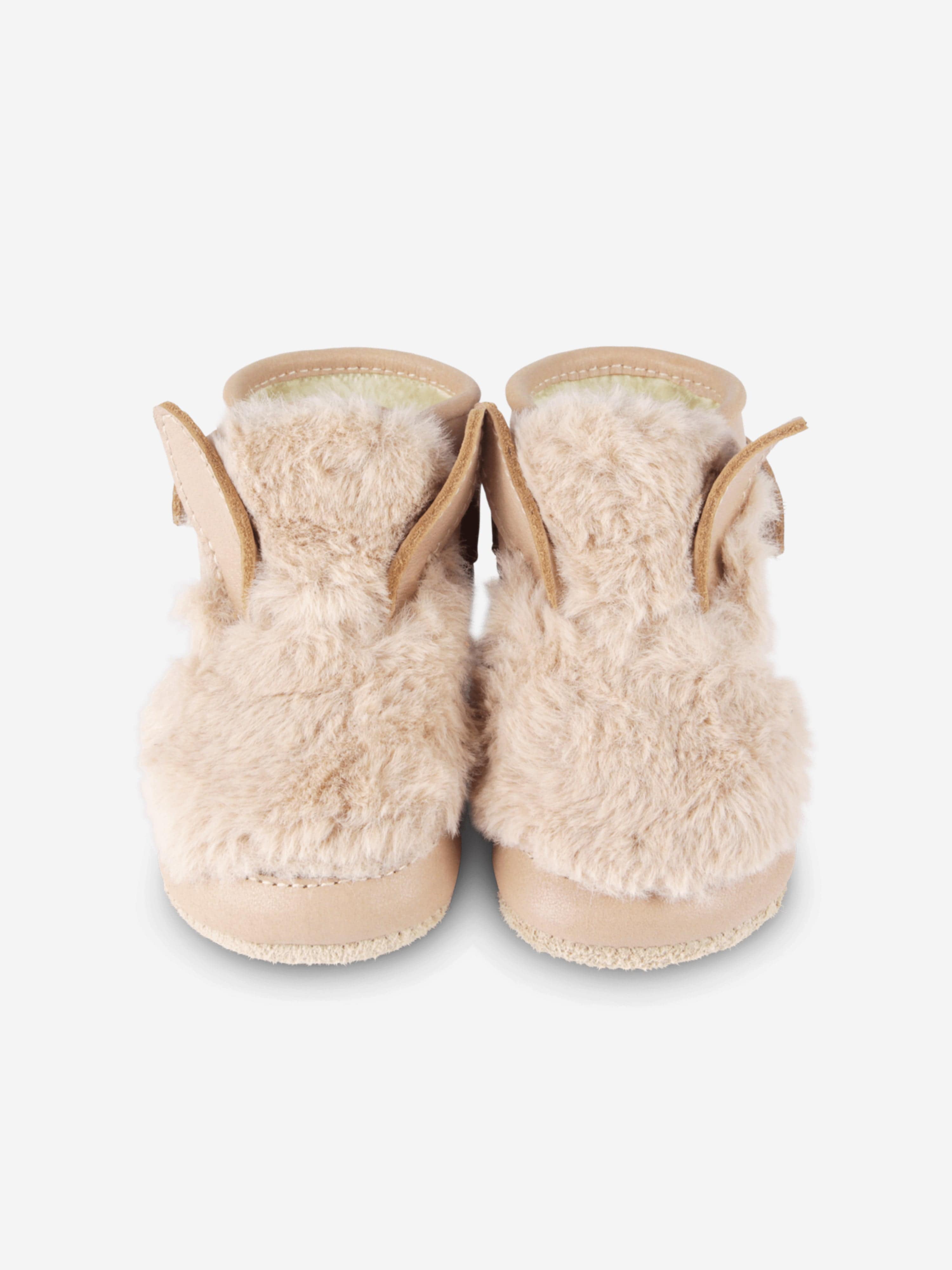 Baby Girls Richy Fluffy Bunny Booties in Beige