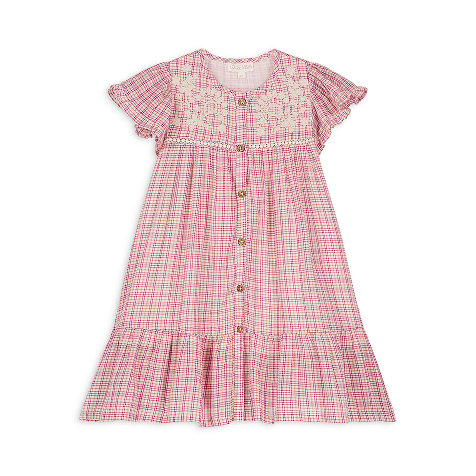 Girls Pink Check Cotton Dress