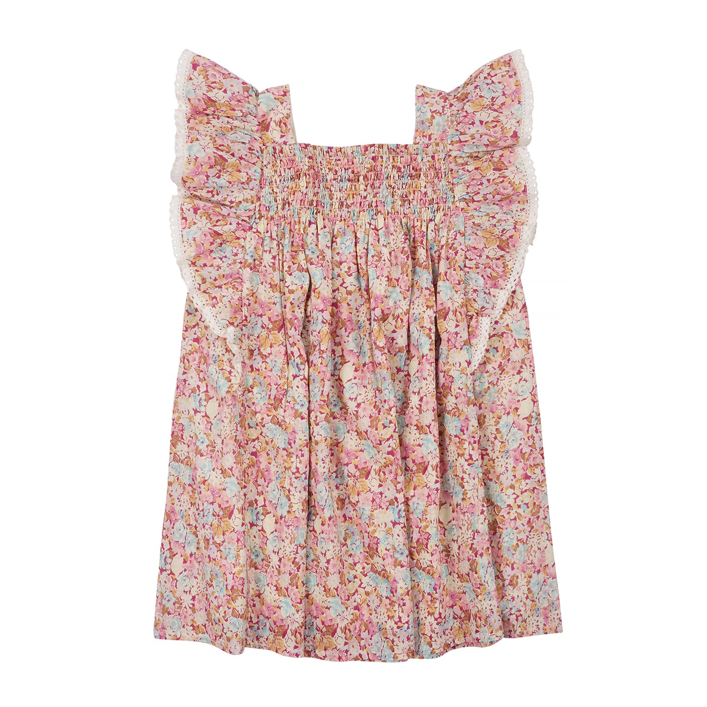 Girls Pink Floral Cotton Dress