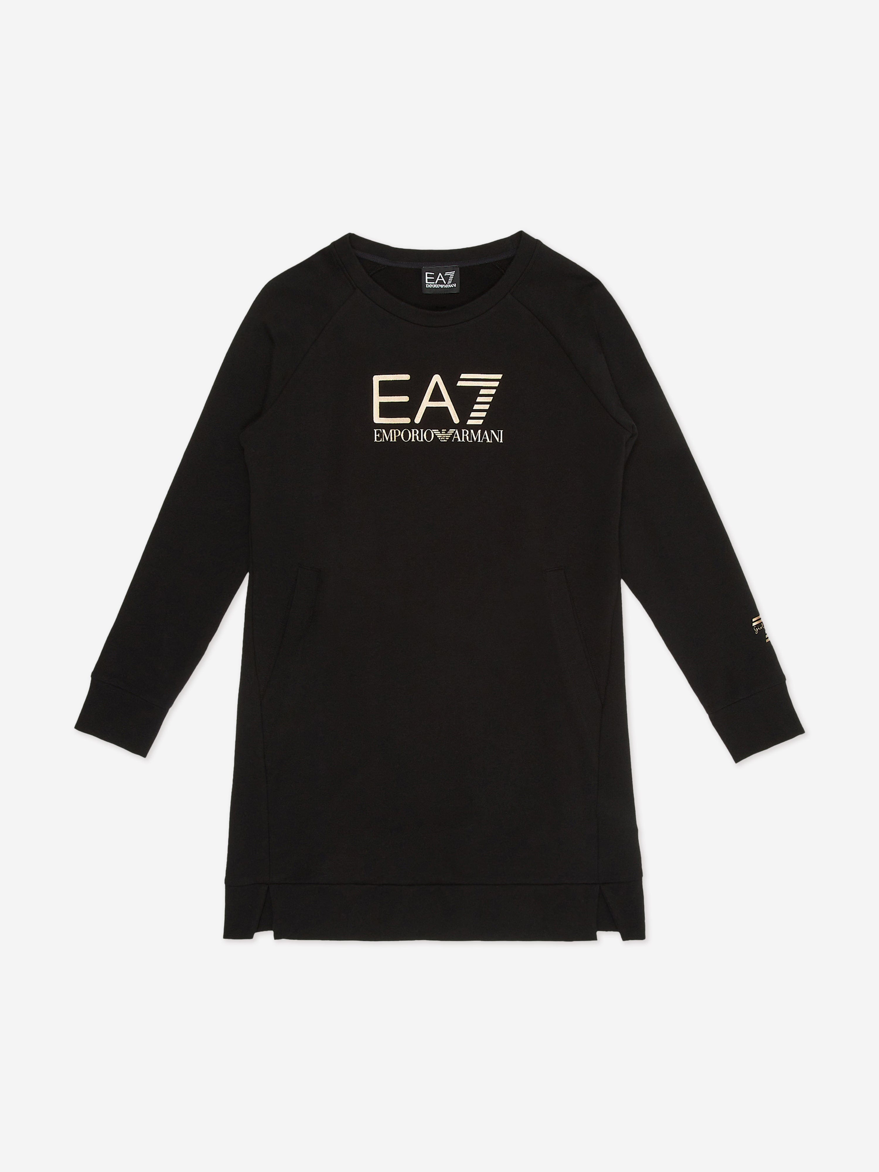 EA7 Emporio Armani Girls Logo Sweater Dress in Black