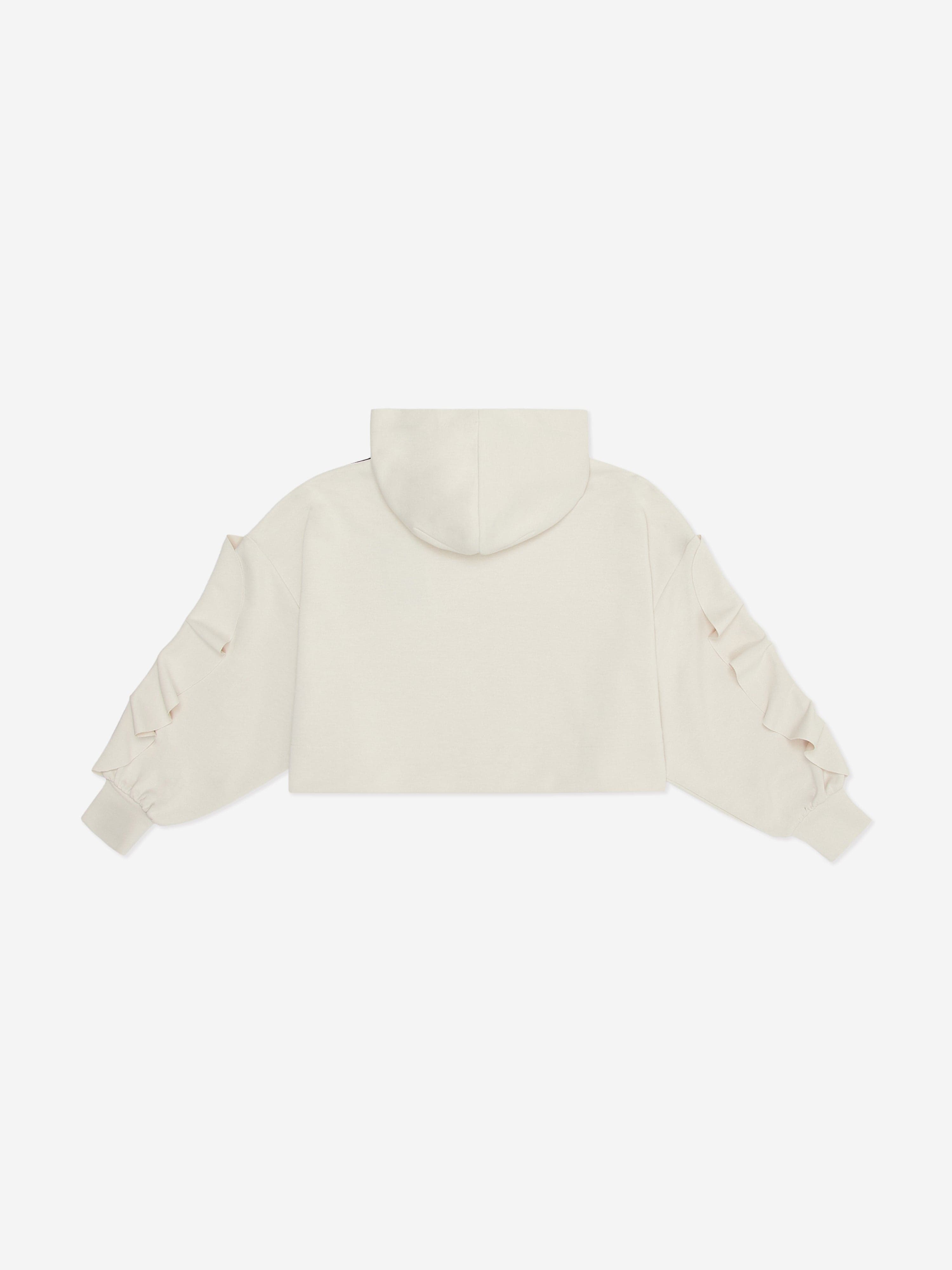 EA7 Emporio Armani Girls Wide Fit Cropped Hoodie Beige
