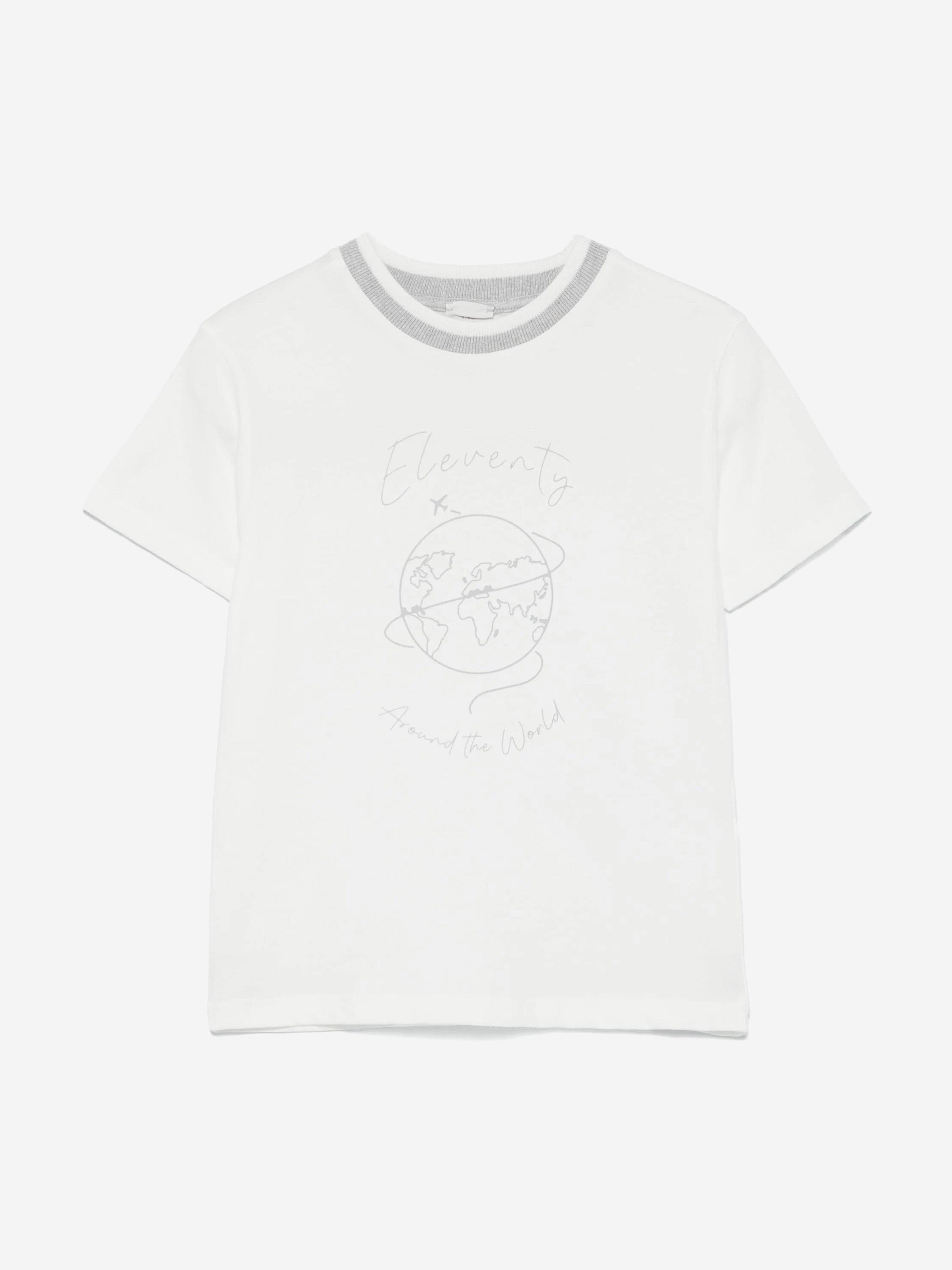 Eleventy Boys Around The World T-Shirt in Ivory