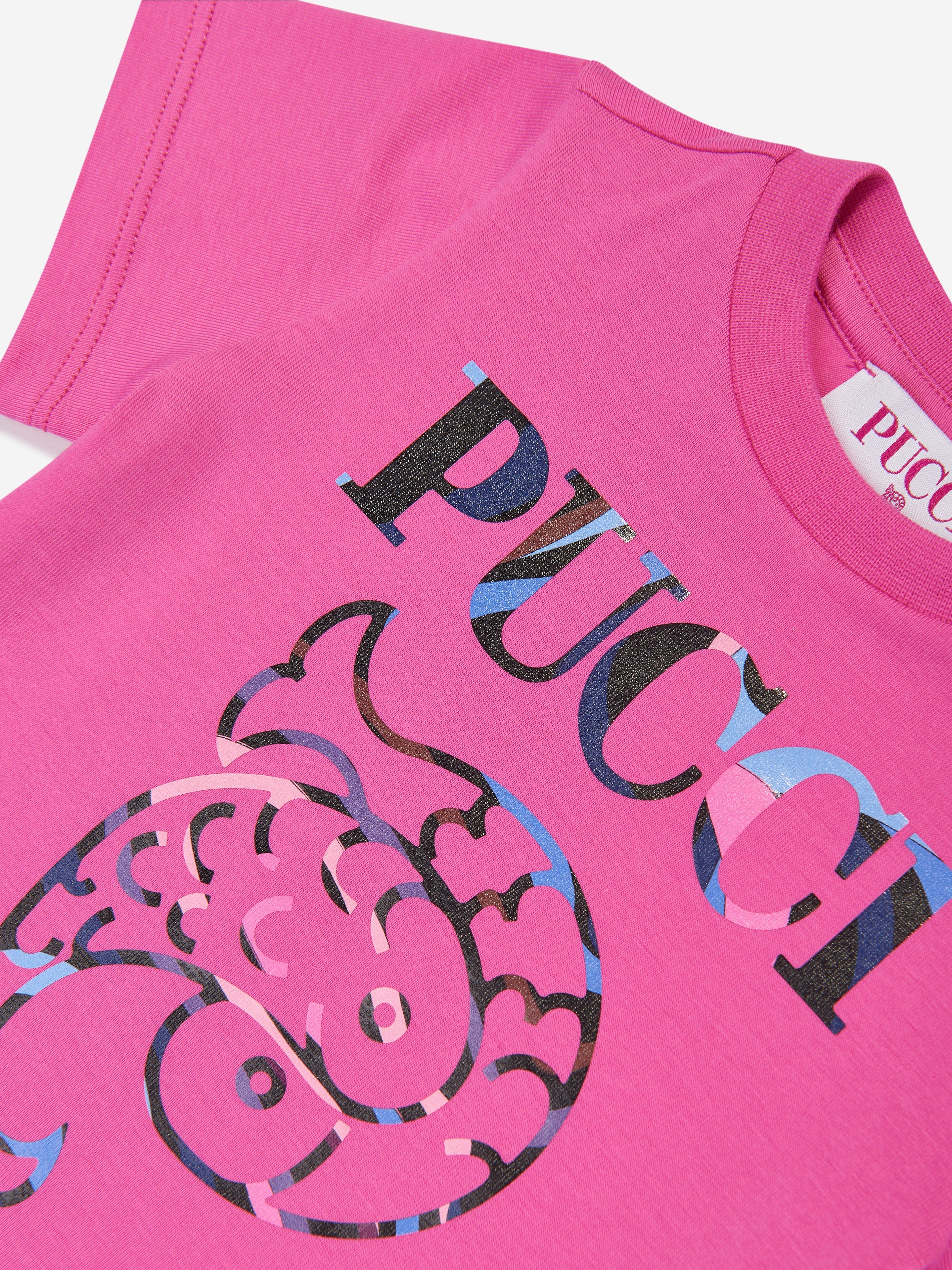 Pucci Baby Girls Logo Print T-Shirt in Pink