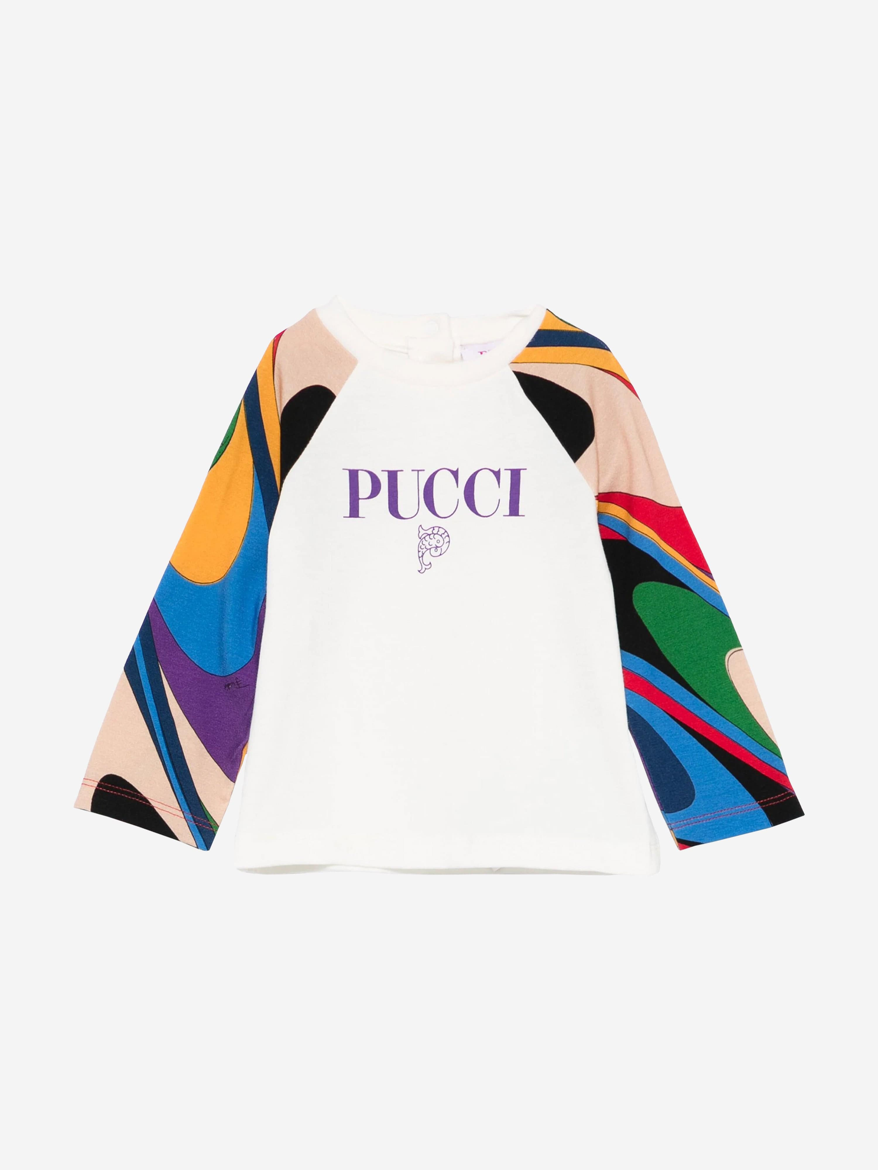 Pucci Baby Girls Onde Long Sleeve T-Shirt in Ivory