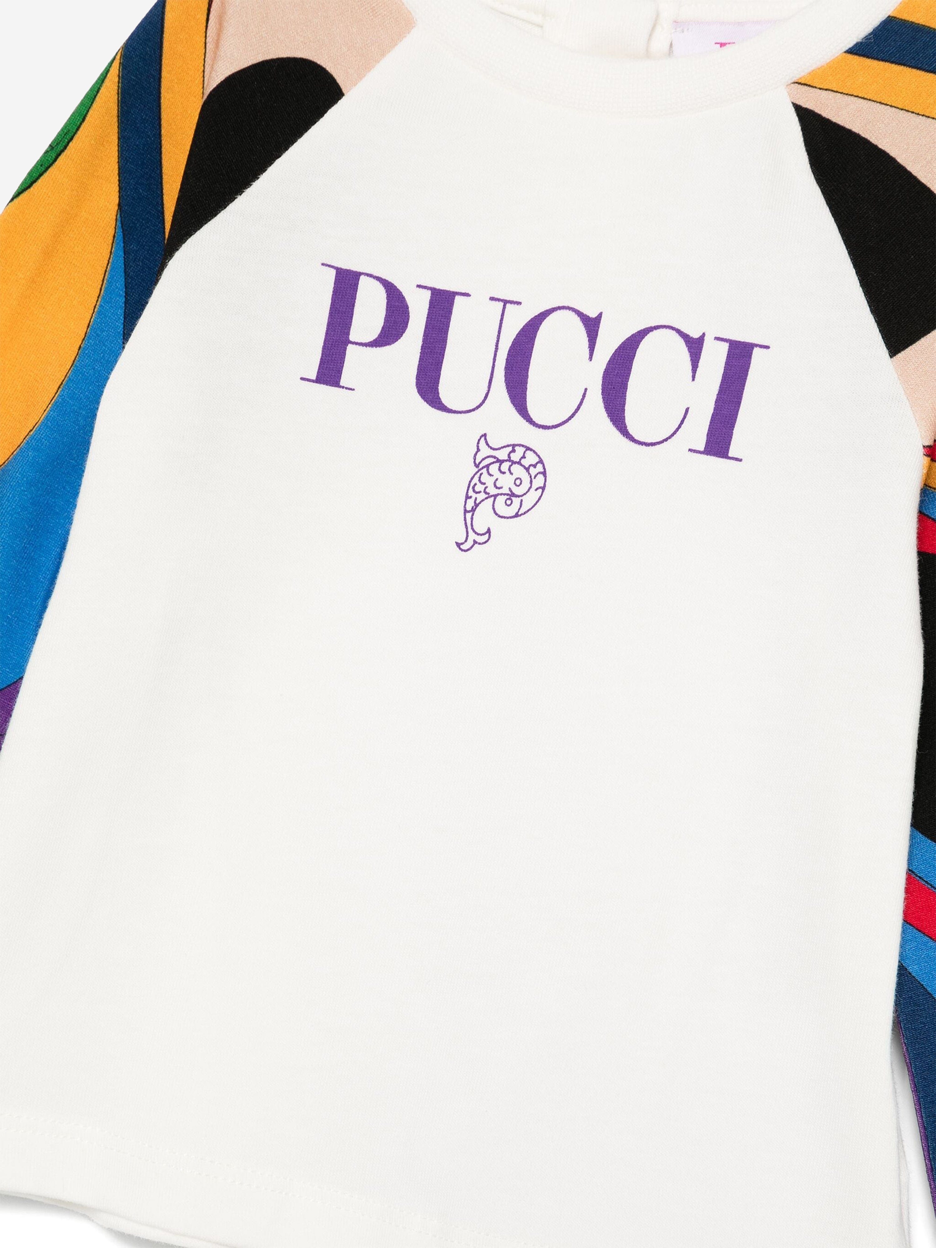 Pucci Baby Girls Onde Long Sleeve T-Shirt in Ivory