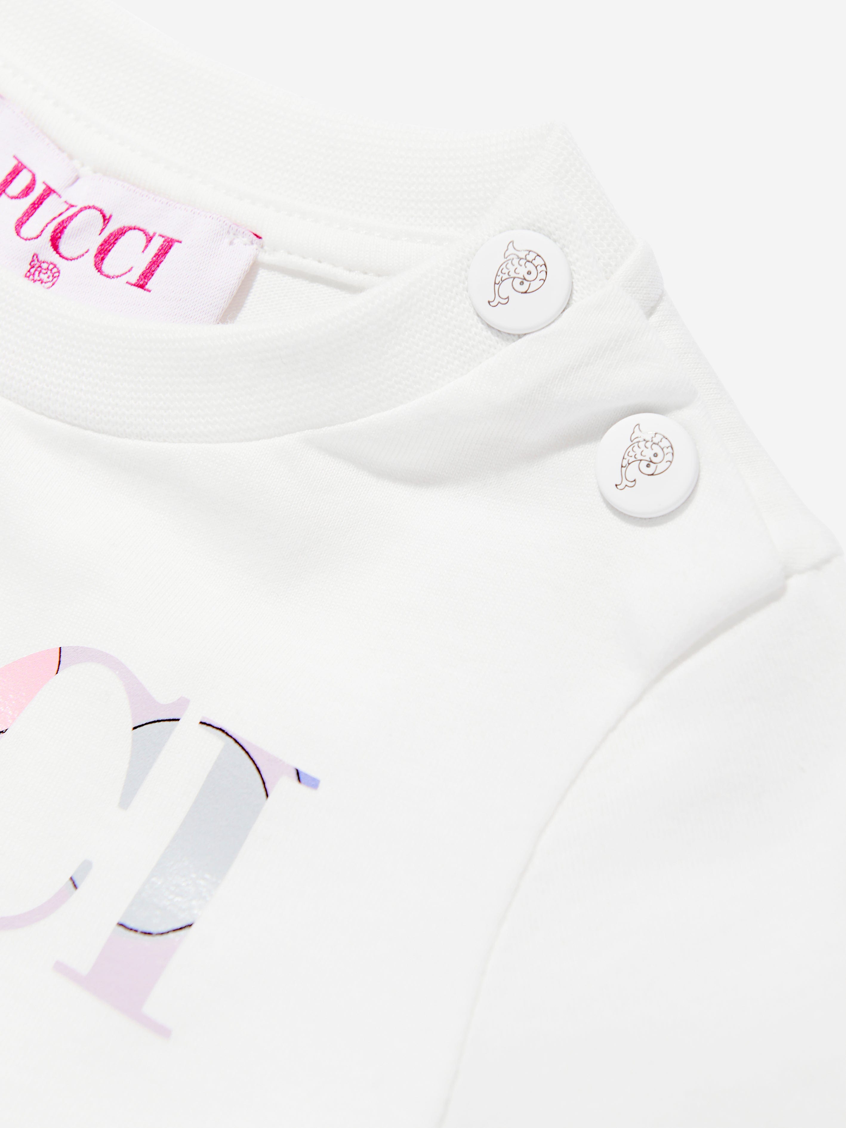 Baby Girls Logo Print T-Shirt in Ivory
