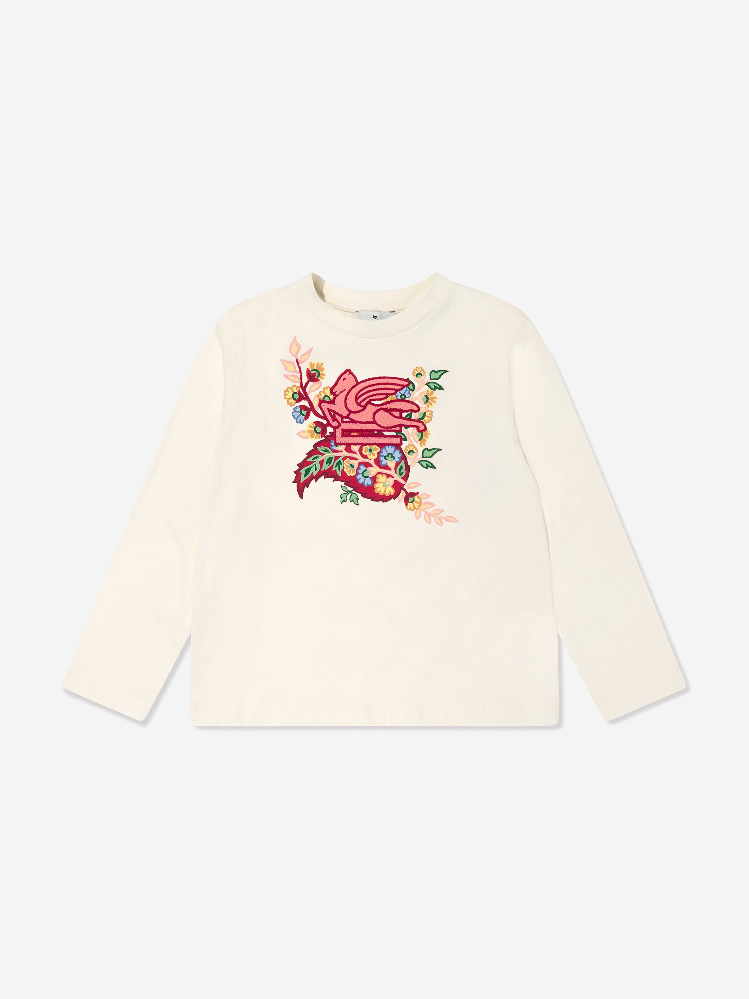 Etro Girls Long Sleeve Logo T-Shirt in Ivory