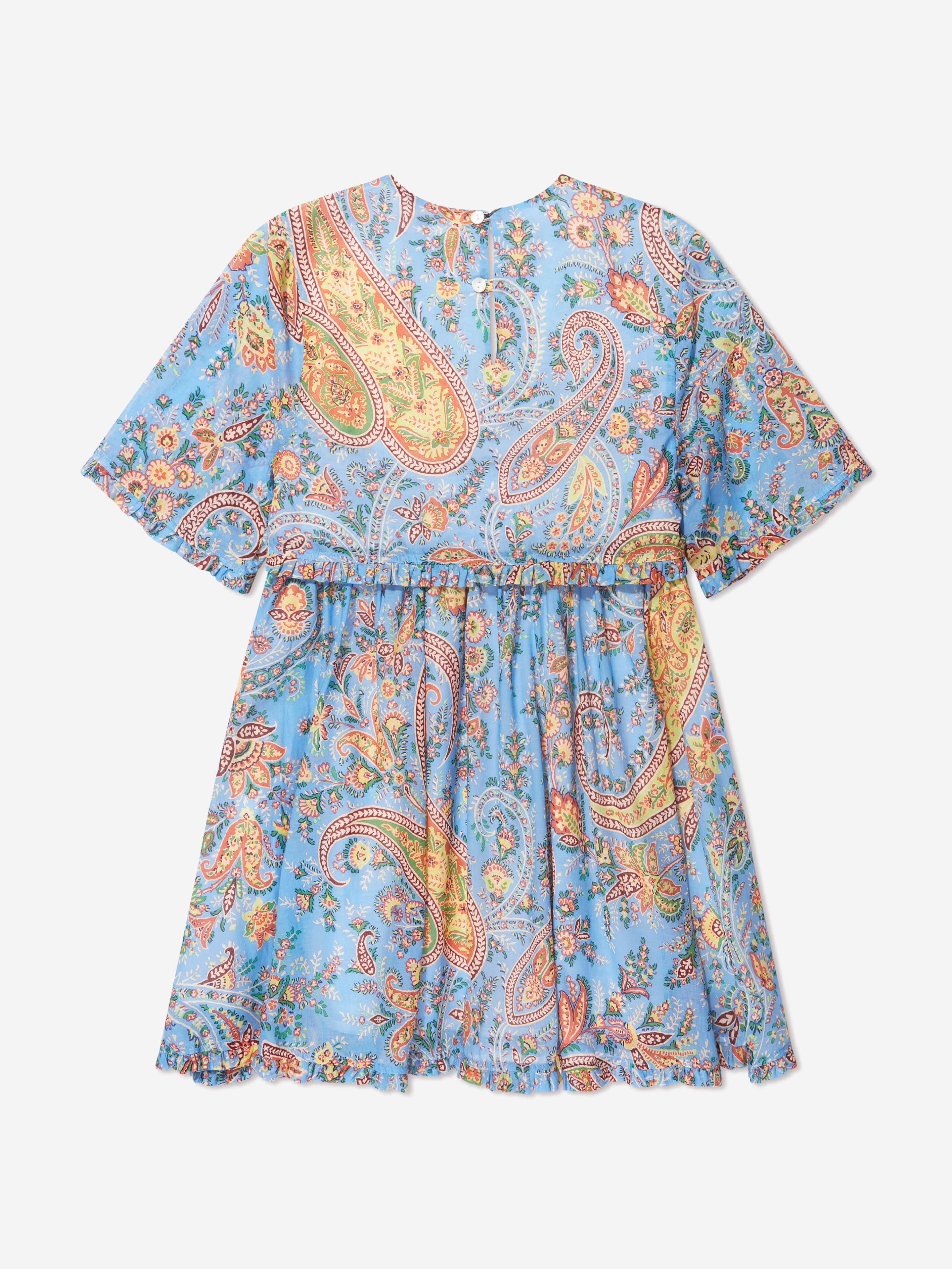 Etro Girls Floral Paisley Dress in Bluw