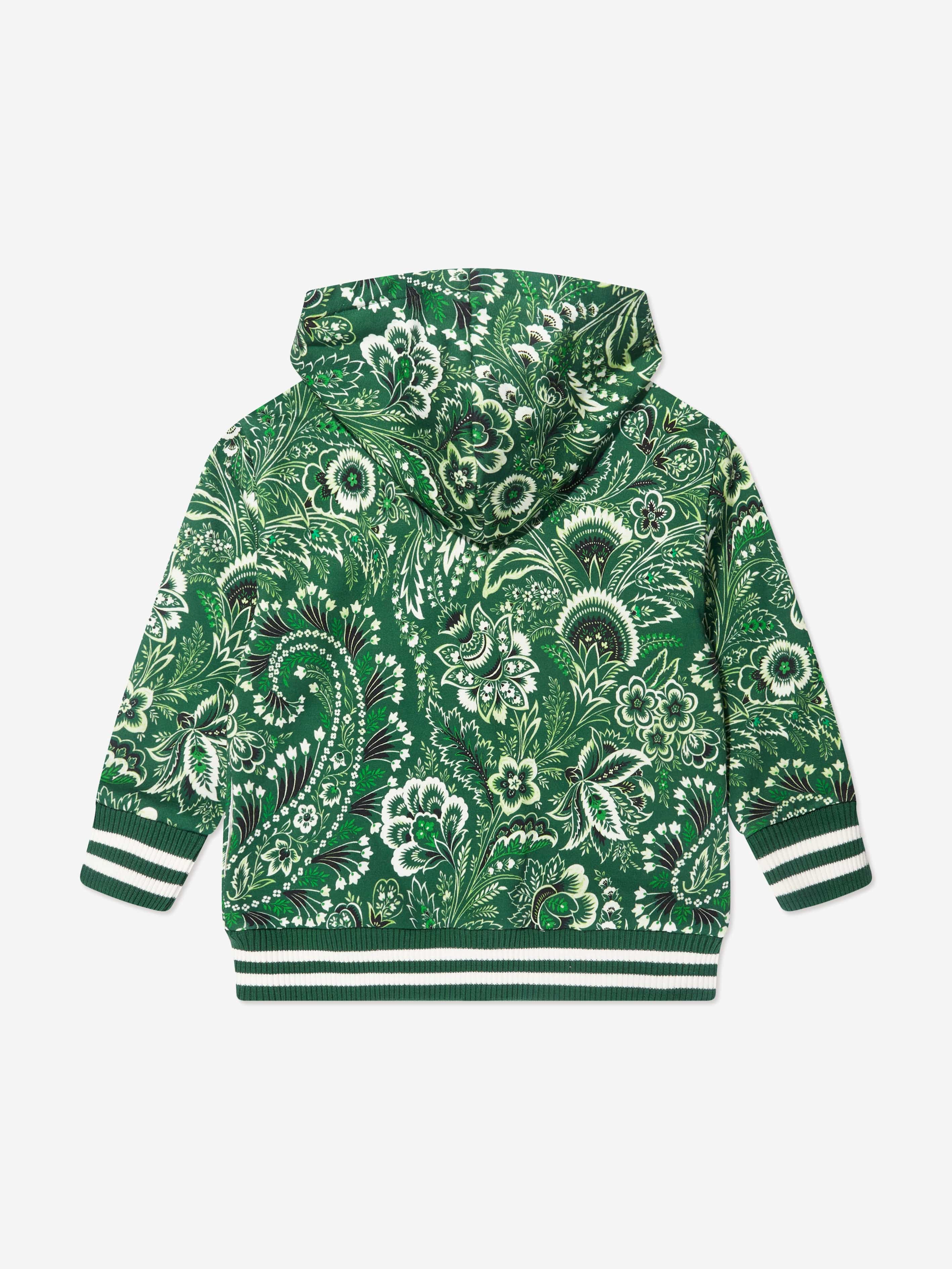 Etro Boys Floral Paisley Zip Up Top in Green