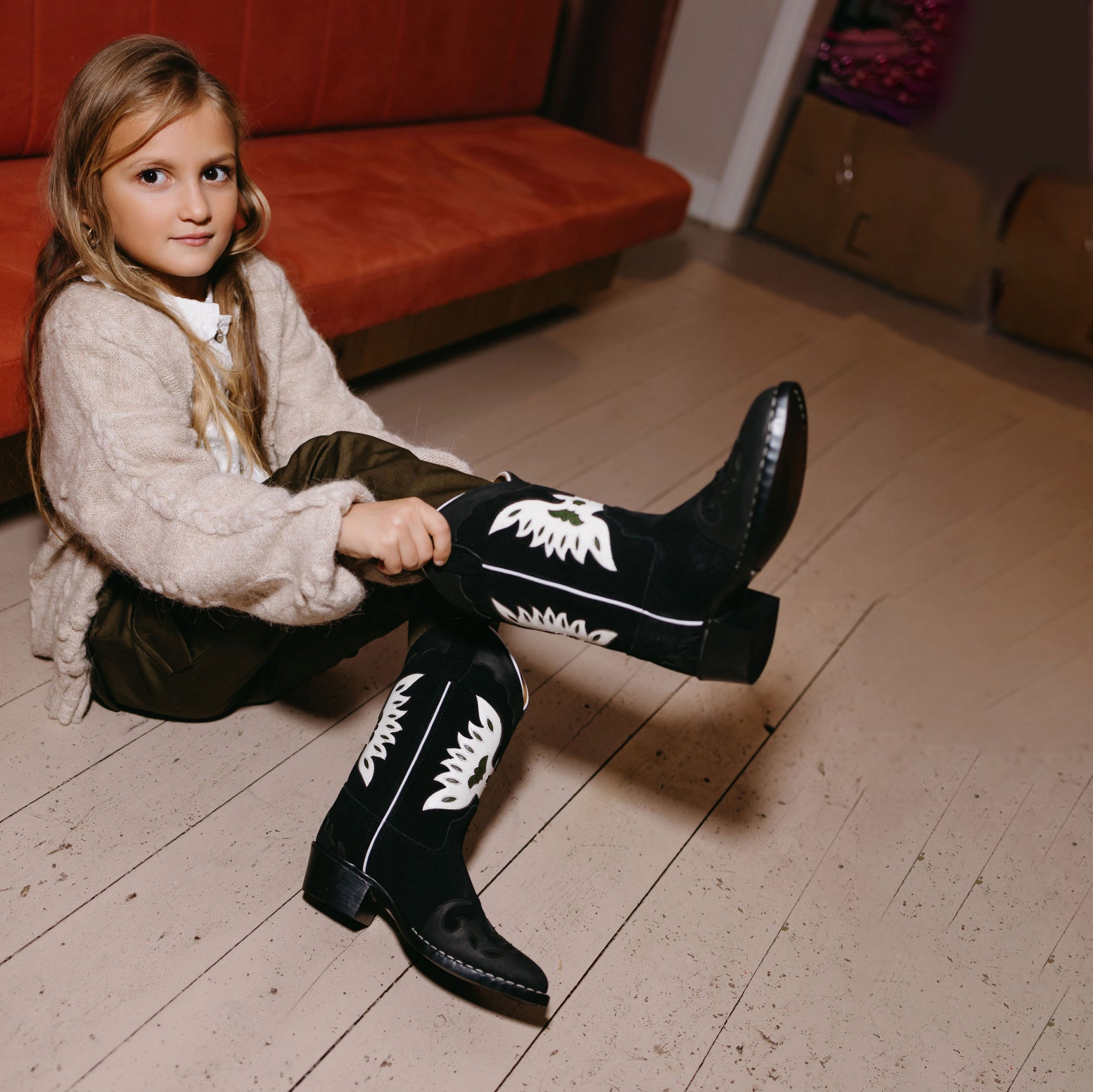 Girls Black Cowboy Boots