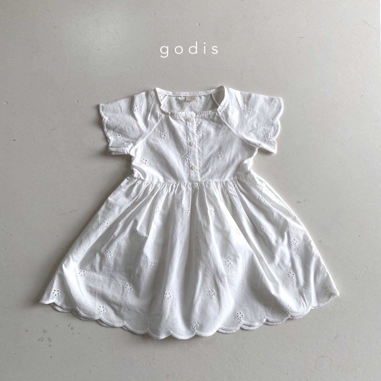 Girls White Embroidered Cotton Dress