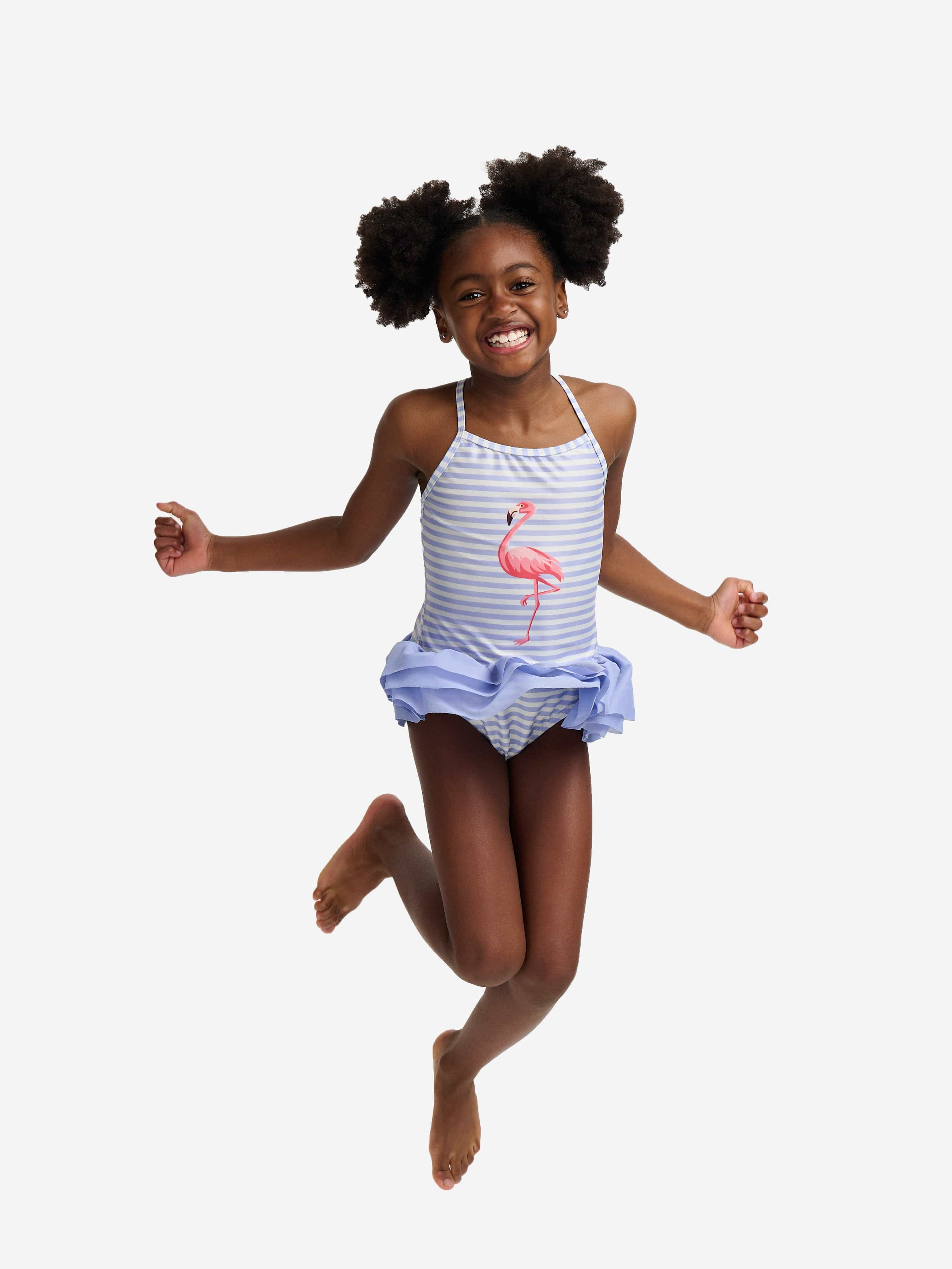 Soli Swim Girls Flamingo Swimsuit (UPF50+) in Purple