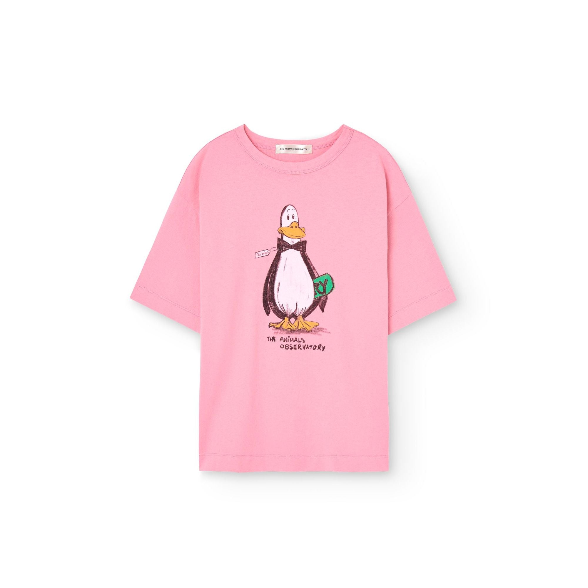 Boys & Girls Pink Duck Printed Cotton T-Shirt