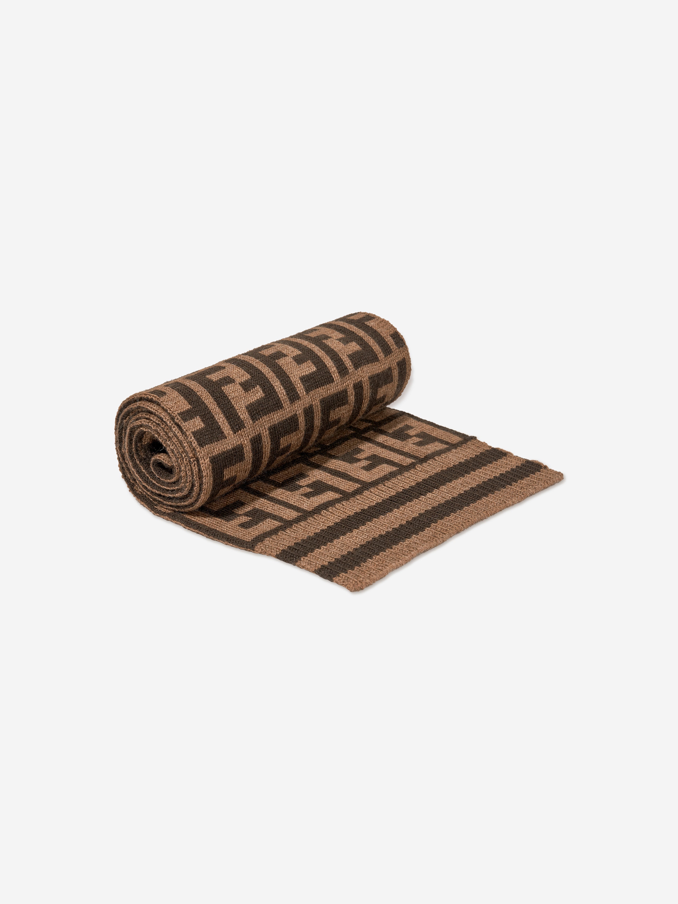 Baby Logo Hat and Scarf Set in Brown