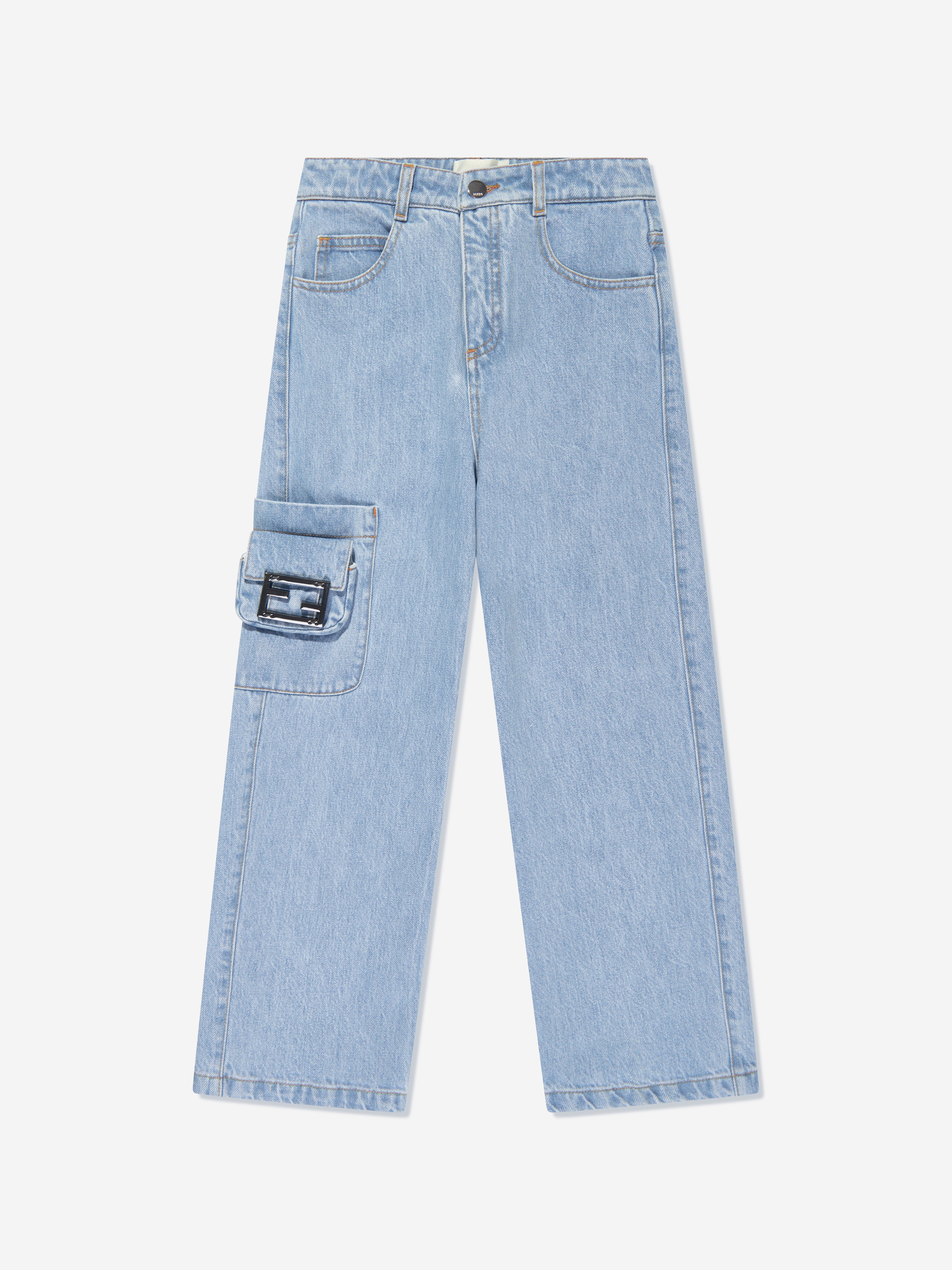 Girls Cargo Baguette Bag Jeans in Blue