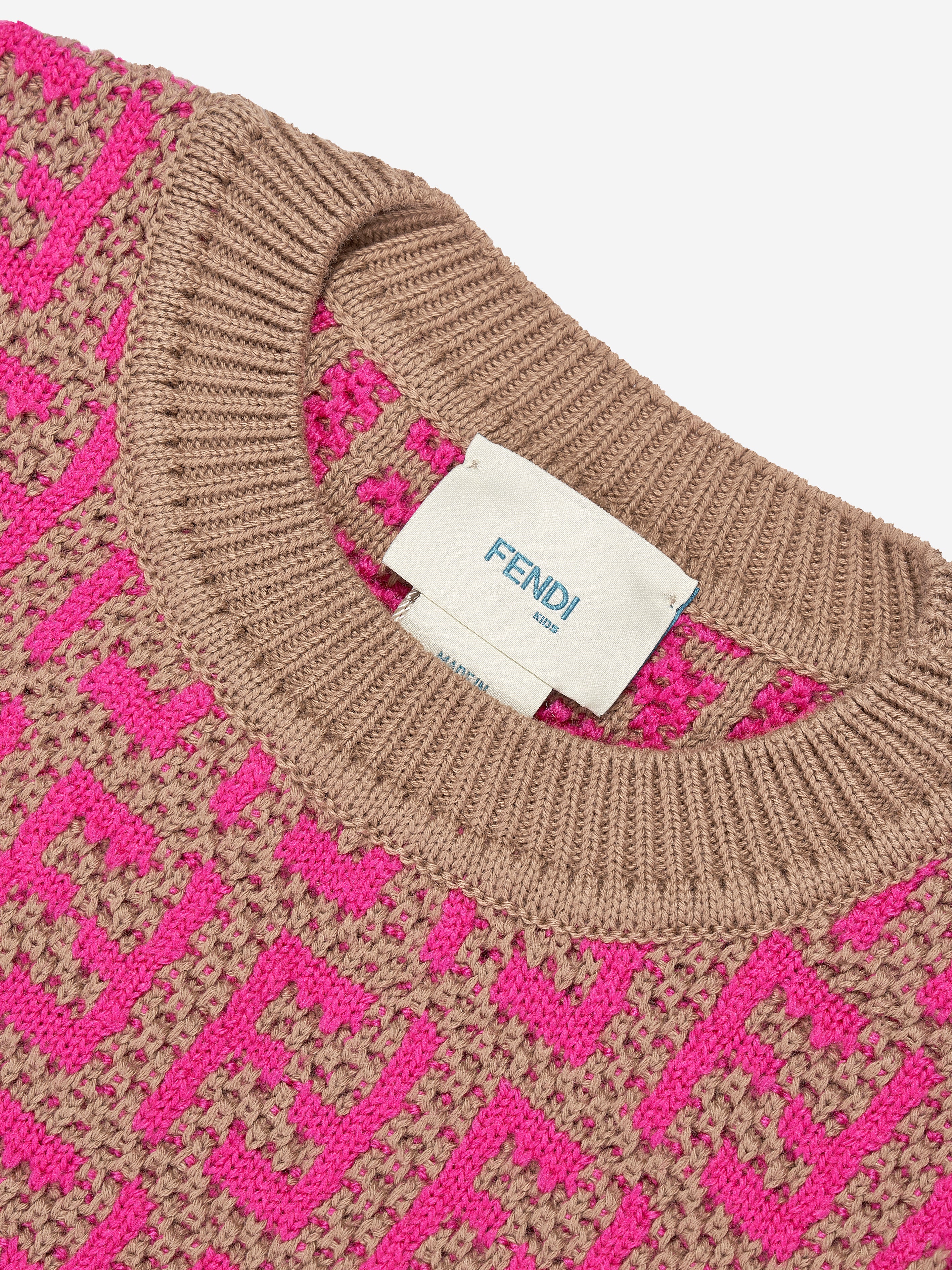 Girls Knitted Logo Top in Pink