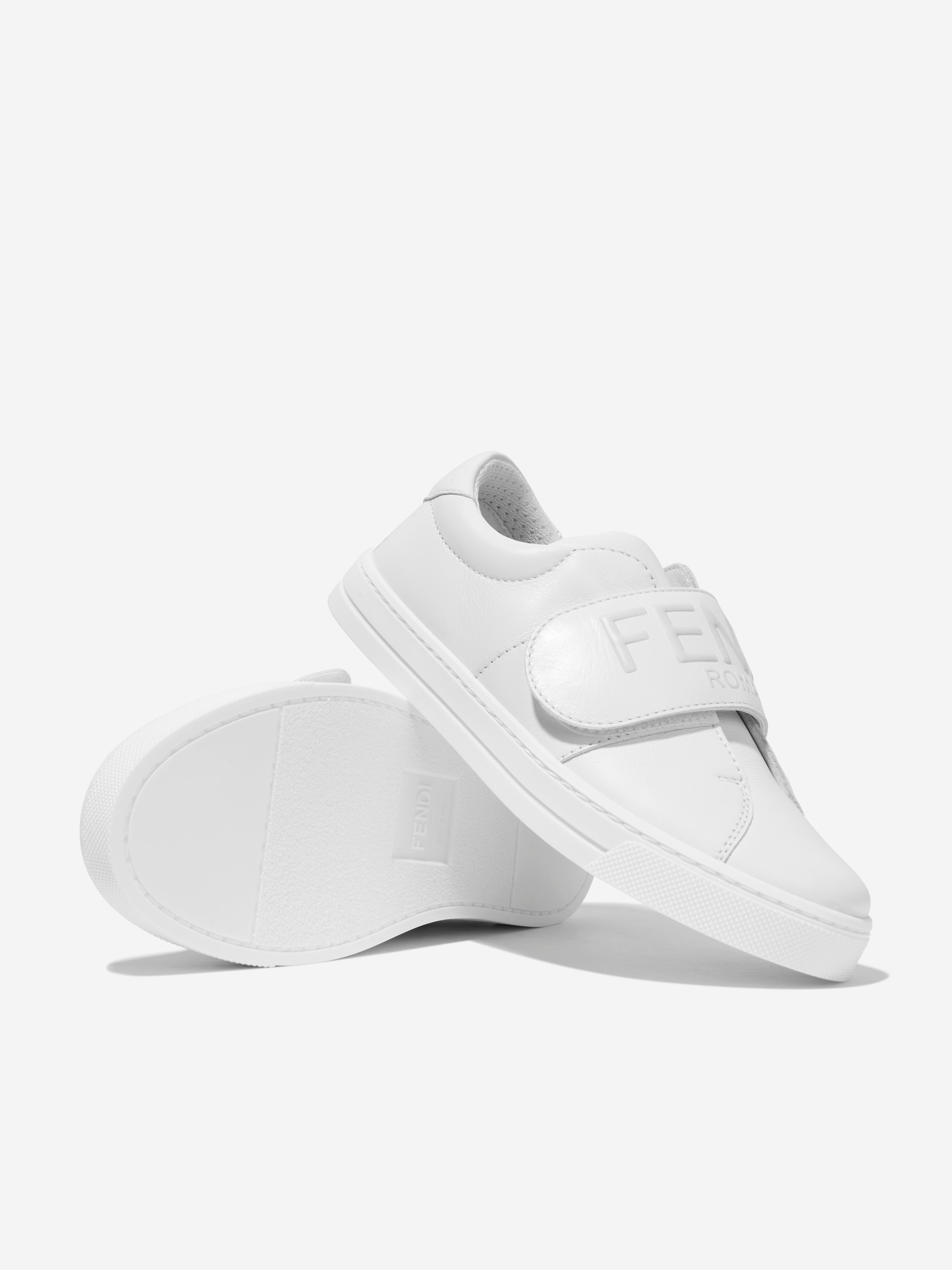 Kids Leather Logo Trainers in White