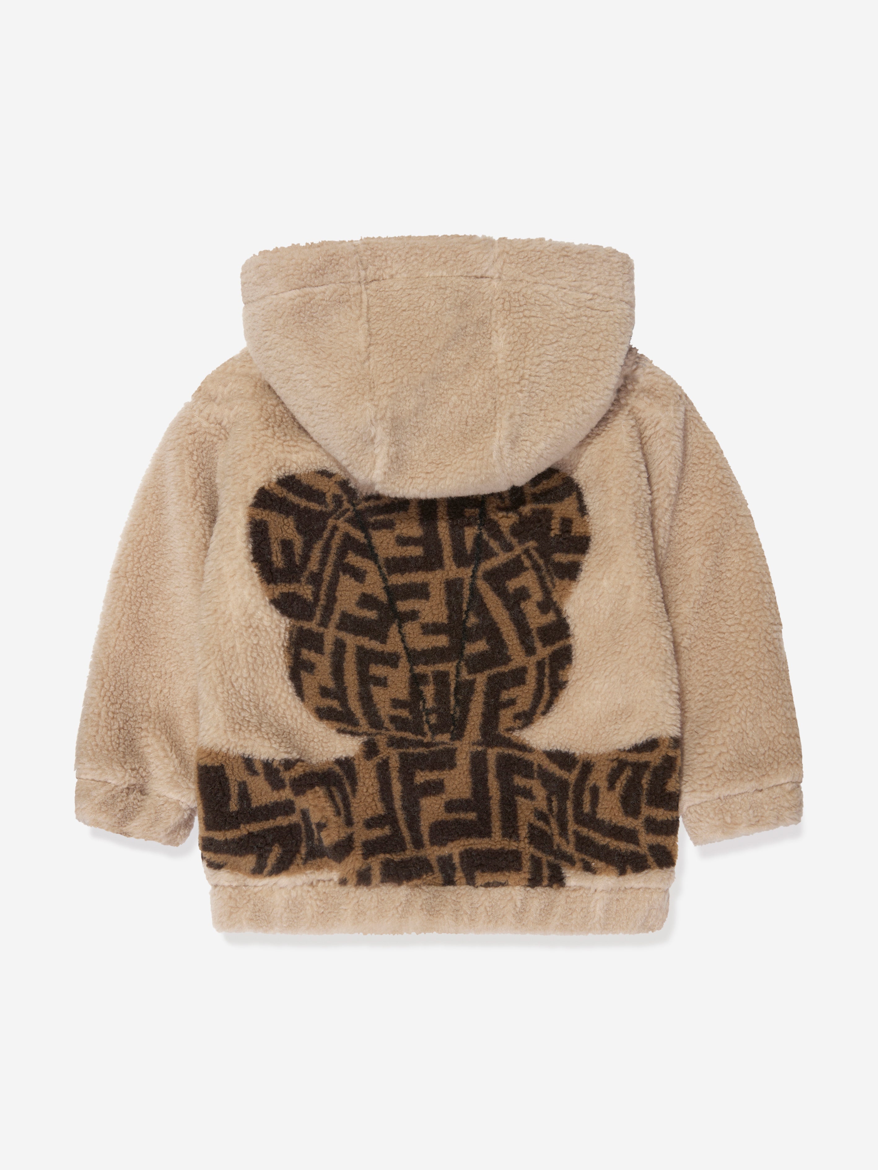 Kids Wool Bear Hoodie in Beige