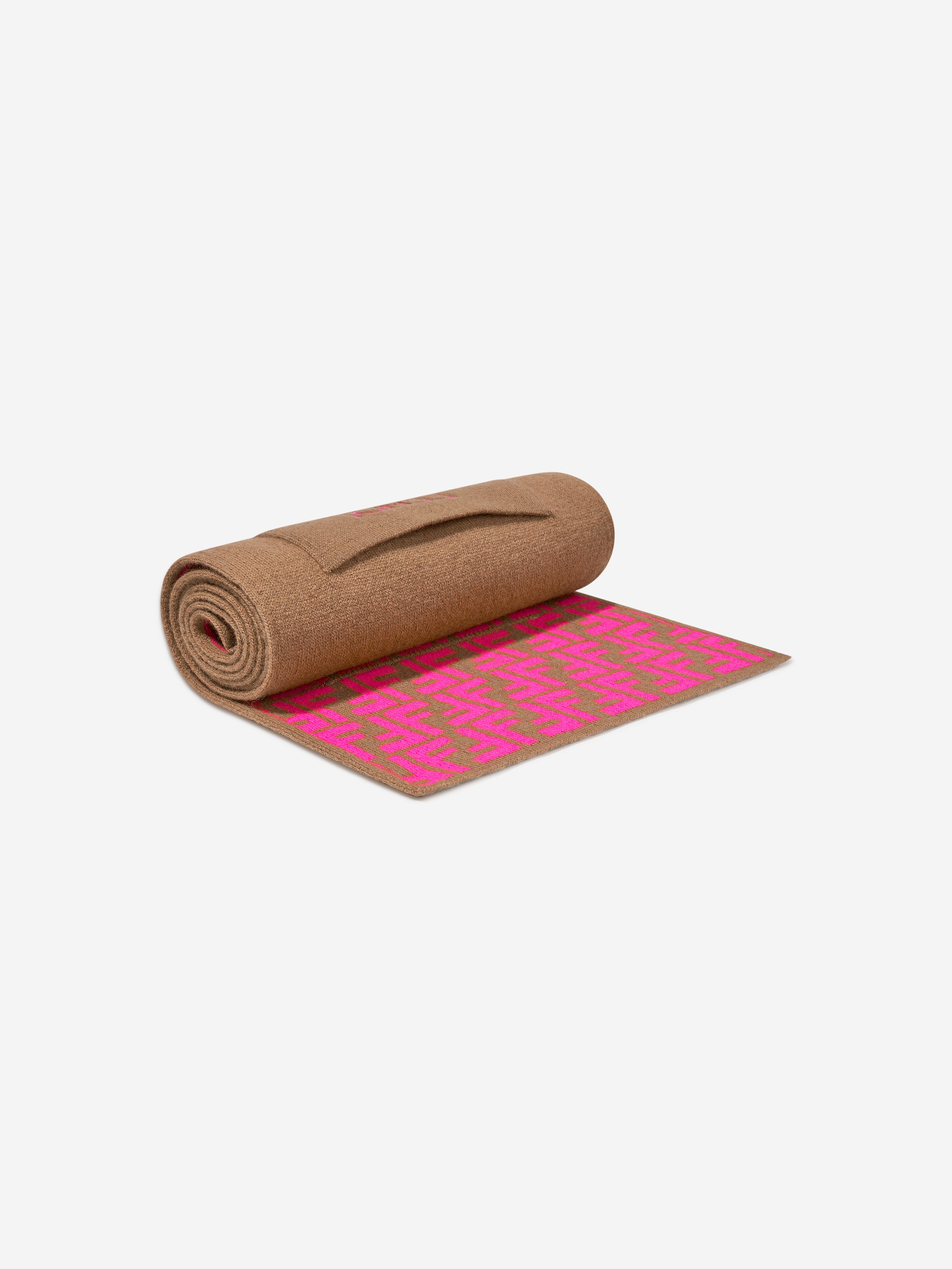 Girls FF Logo Reversible Scarf in Beige