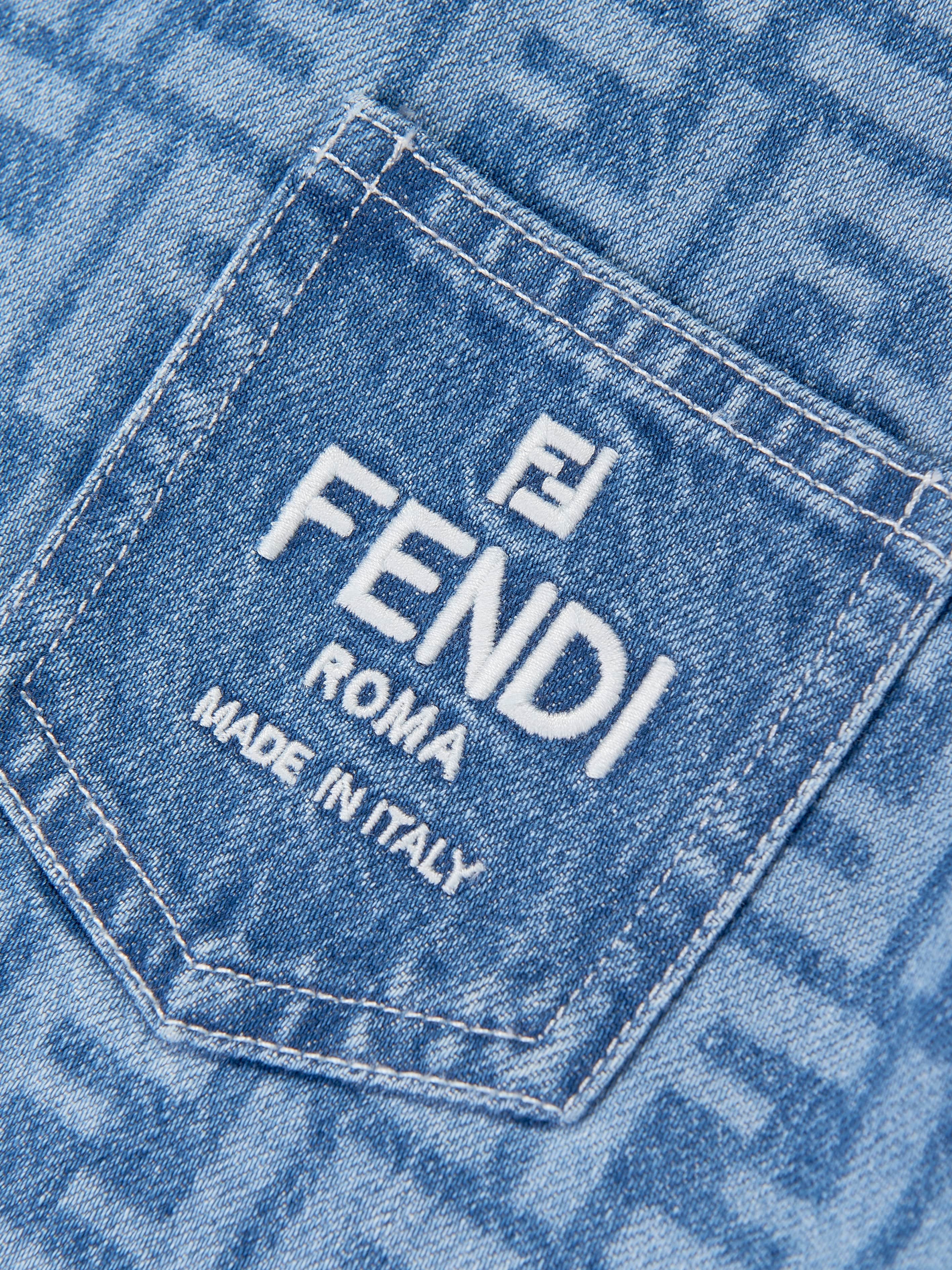 Girls Denim Logo Dress in Blue