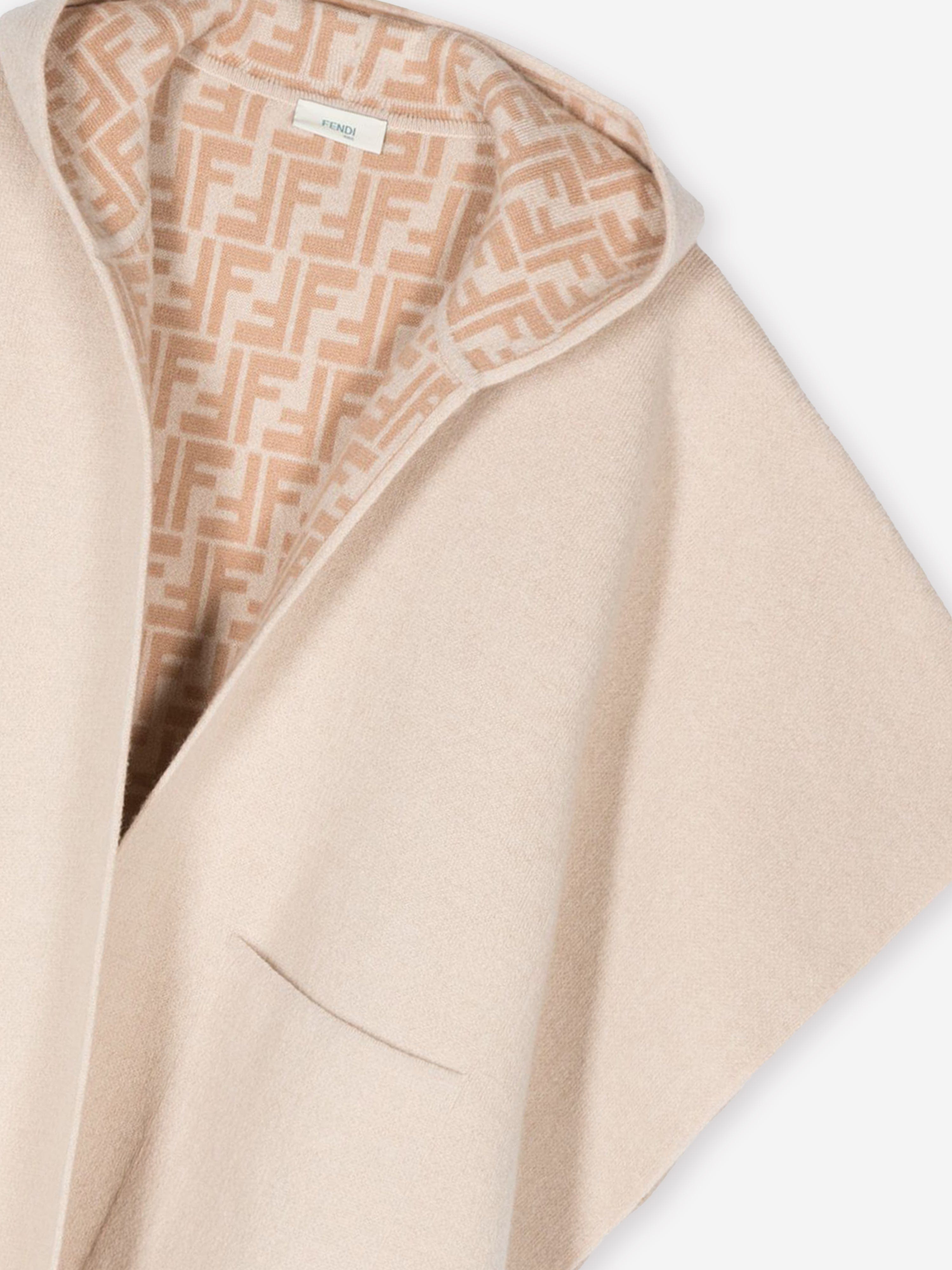 Girls Wool Reversible Cape in Beige