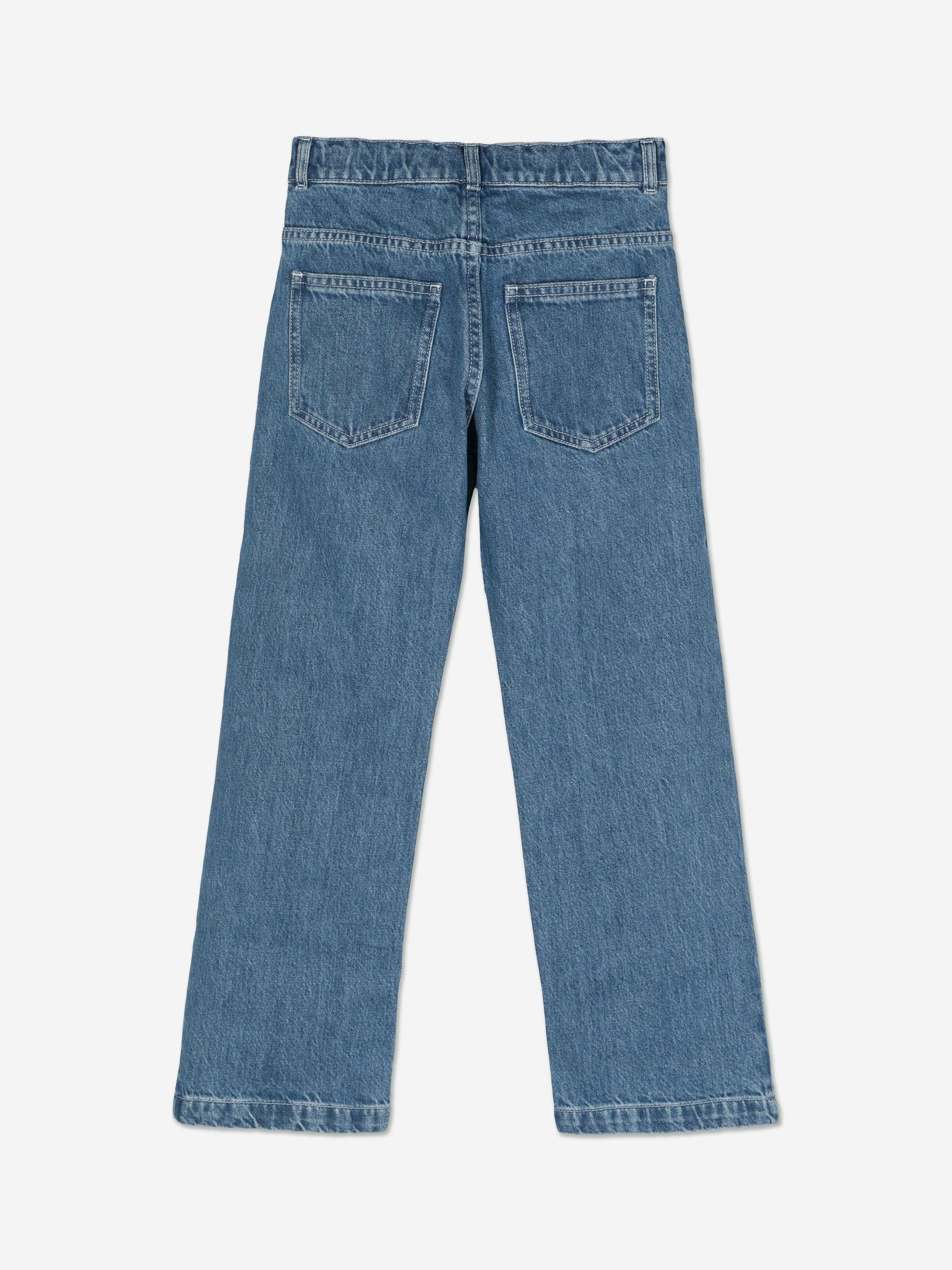 Kids Washed Denim Regualr Jeans in Blue