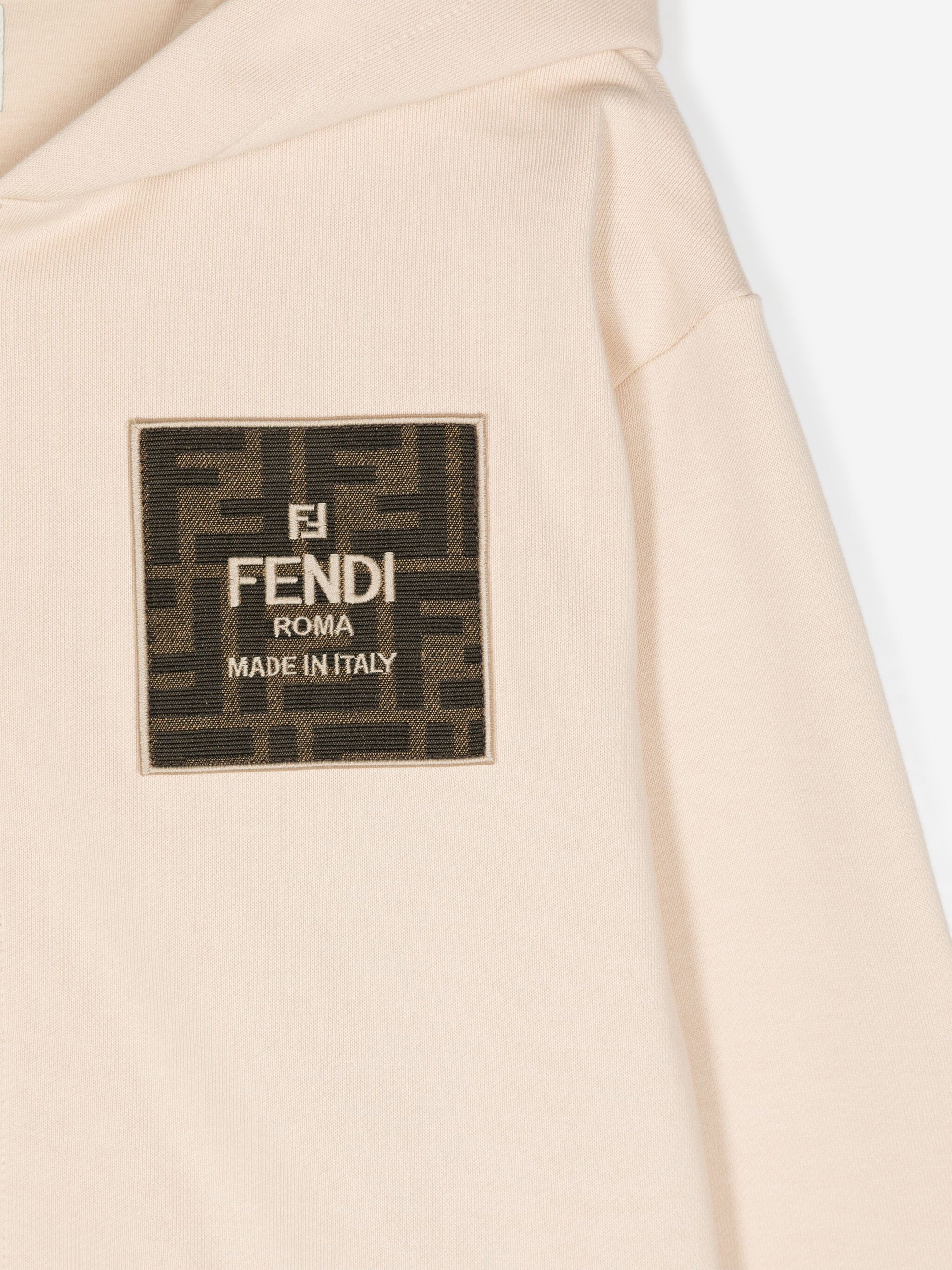 Kids Logo Zip Up Top in Beige